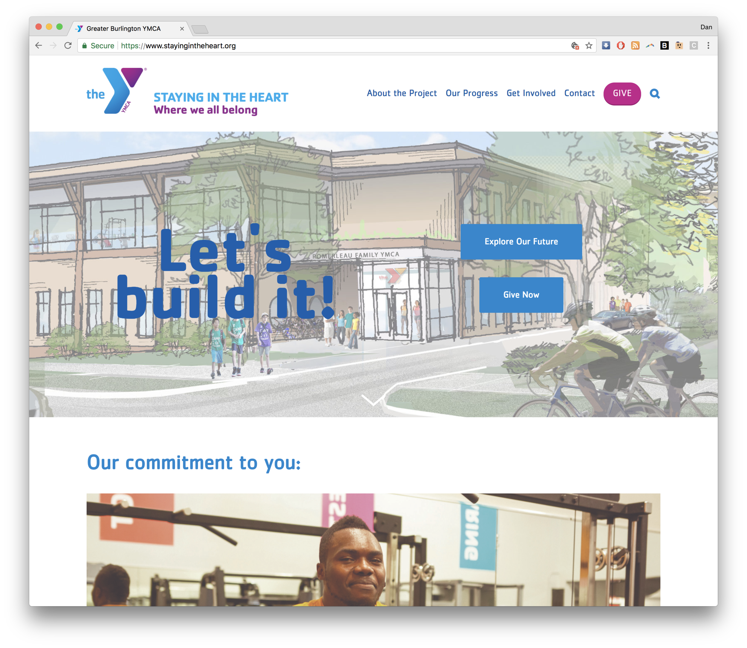 Greater Burlington YMCA Capital Campaign Screenshot