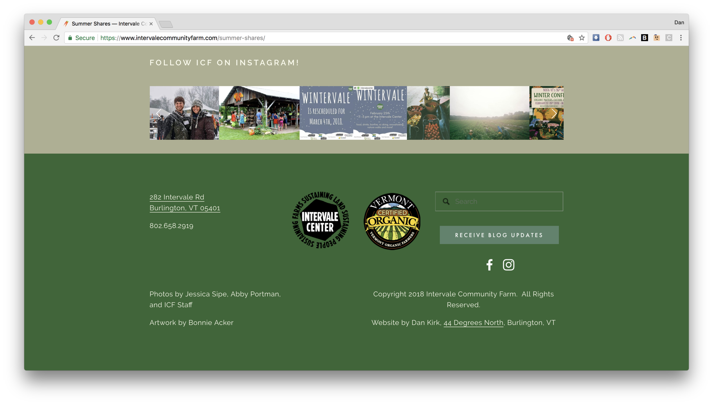 Footer screen shot Intervale Community Farm