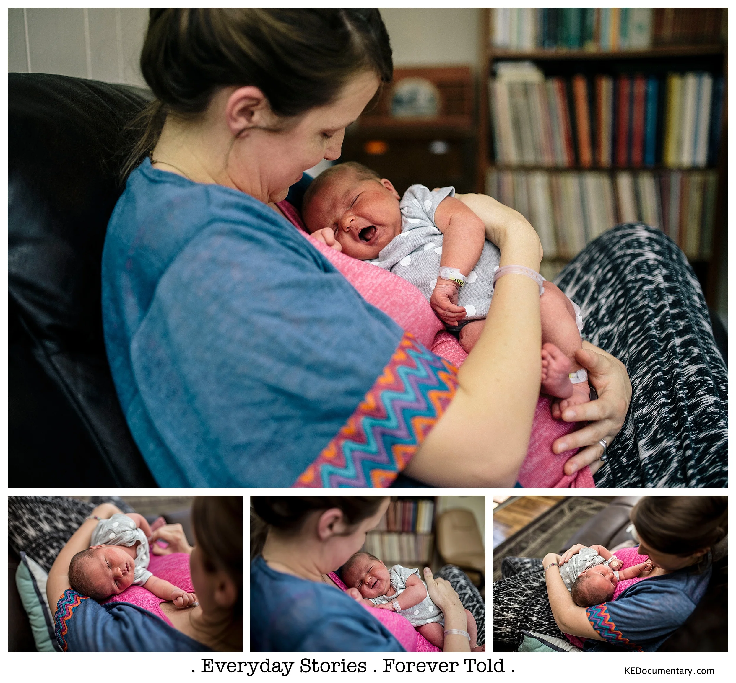 mother cuddling newborn baby