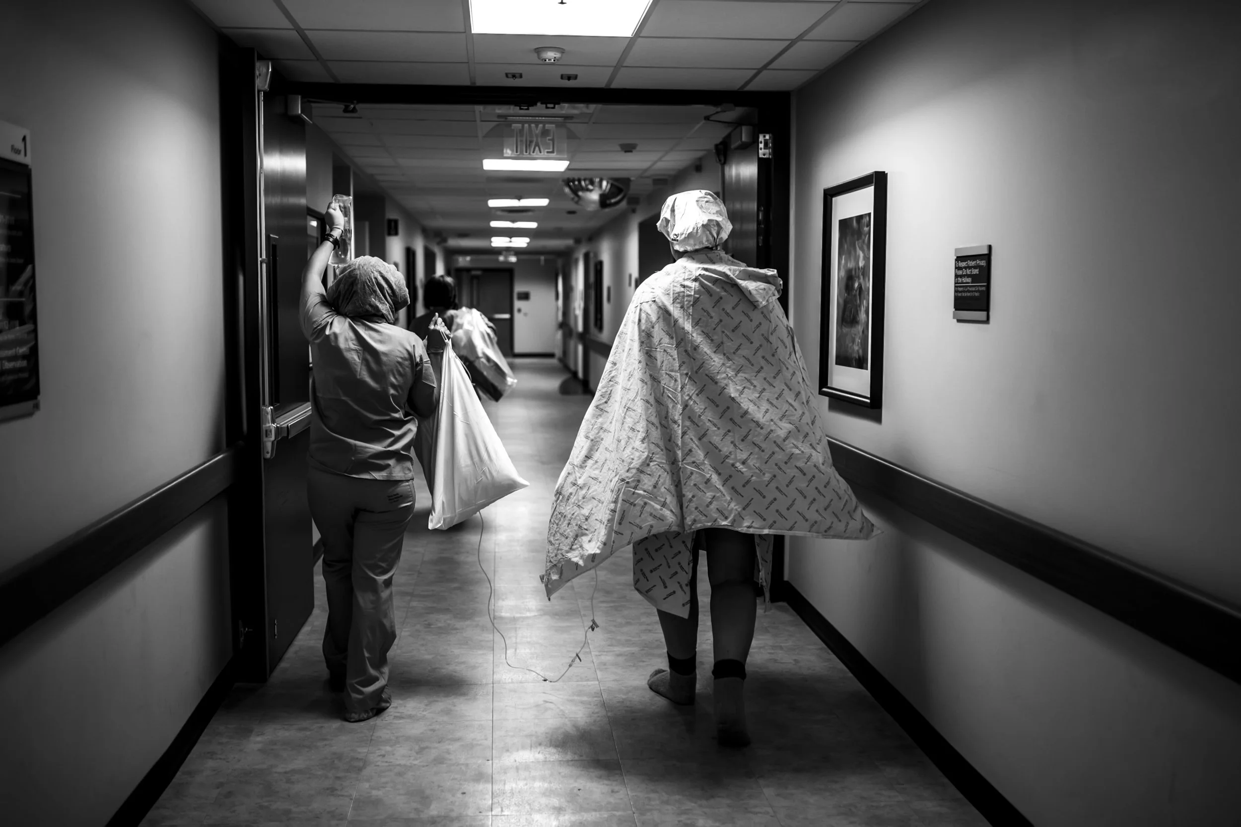 walking to the OR