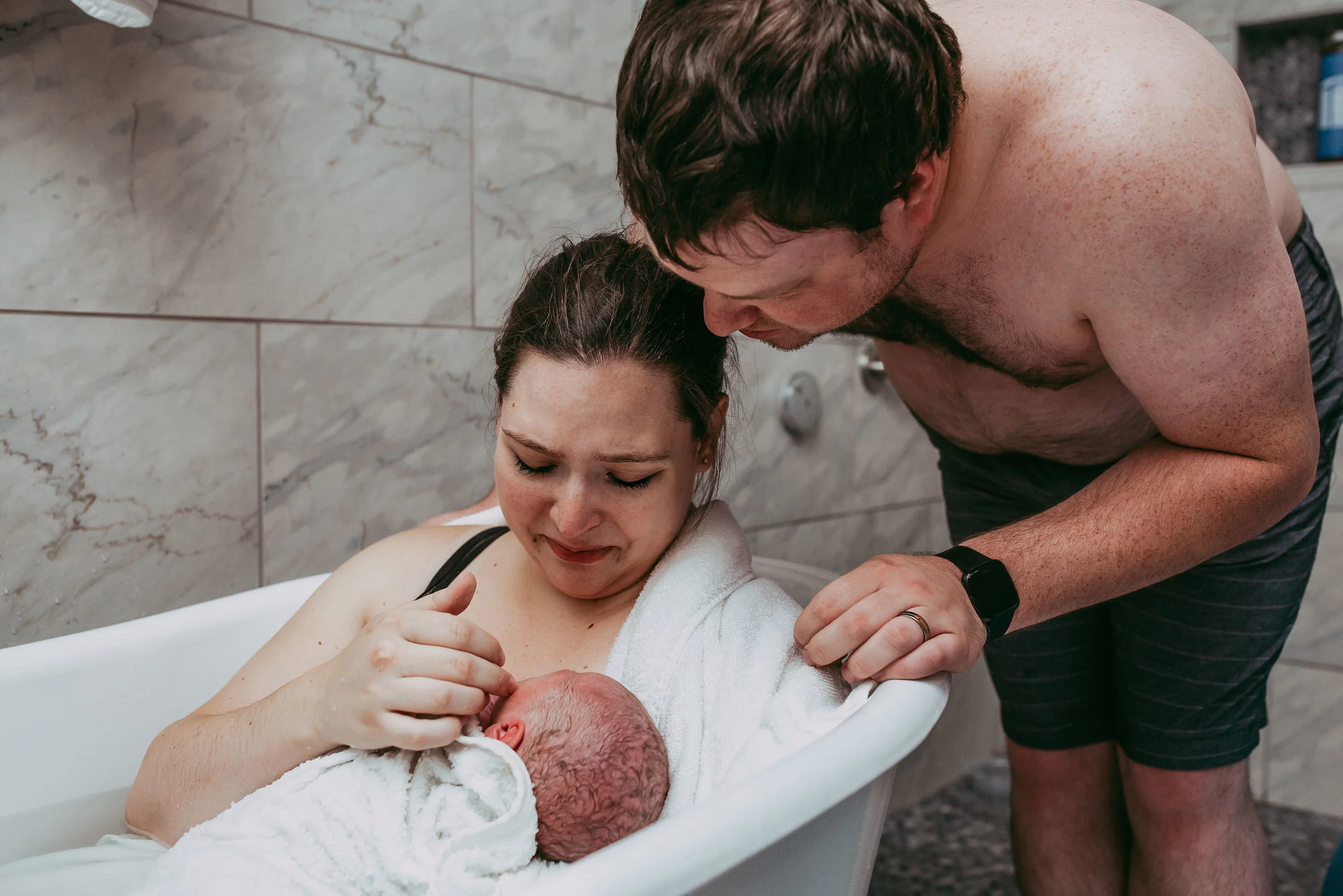 Soaking in our new baby