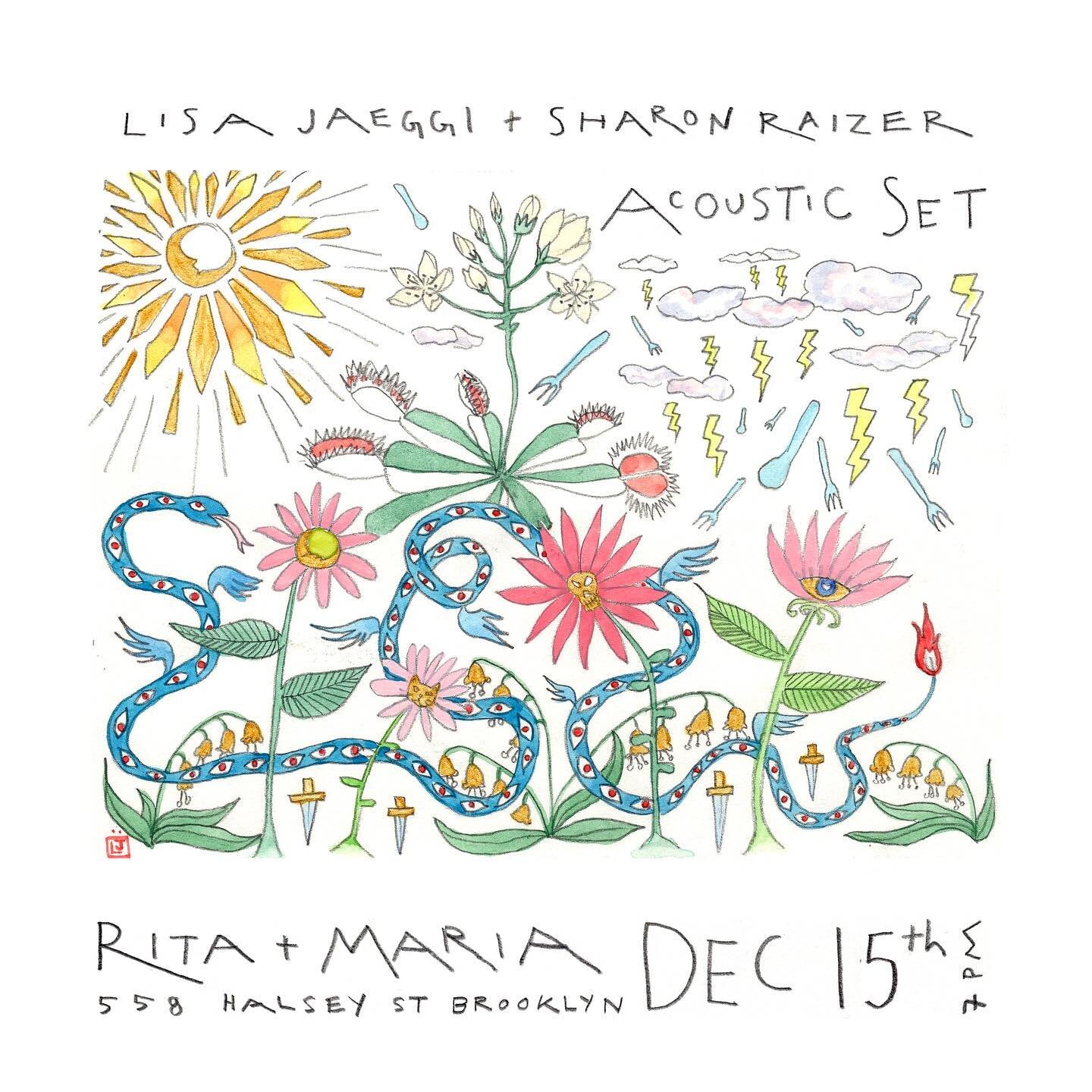 This Friday at 7pm at @rita.und.maria ! Casual, acoustic set of old songs with @sraizer just like old times at @bakeribrooklyn 🌸