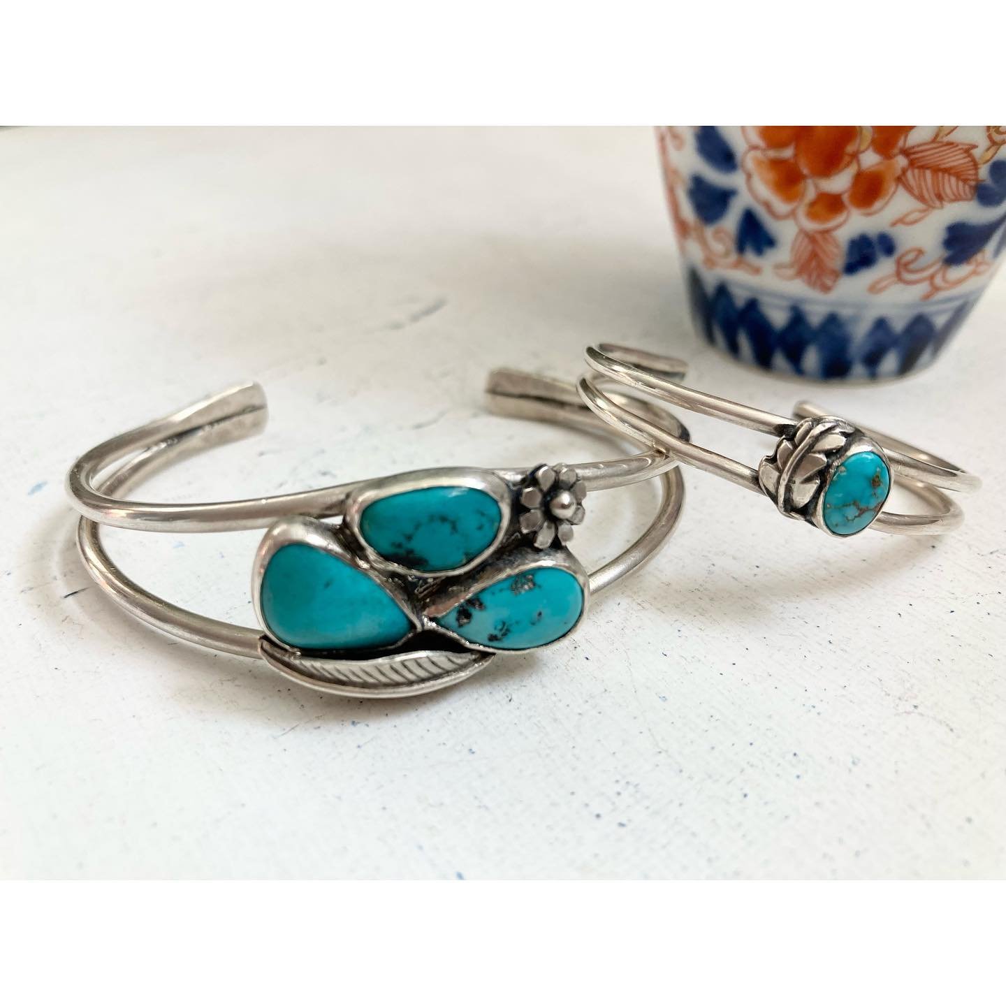 Matching sterling and turquoise bracelets for a special mama and baby 💙
