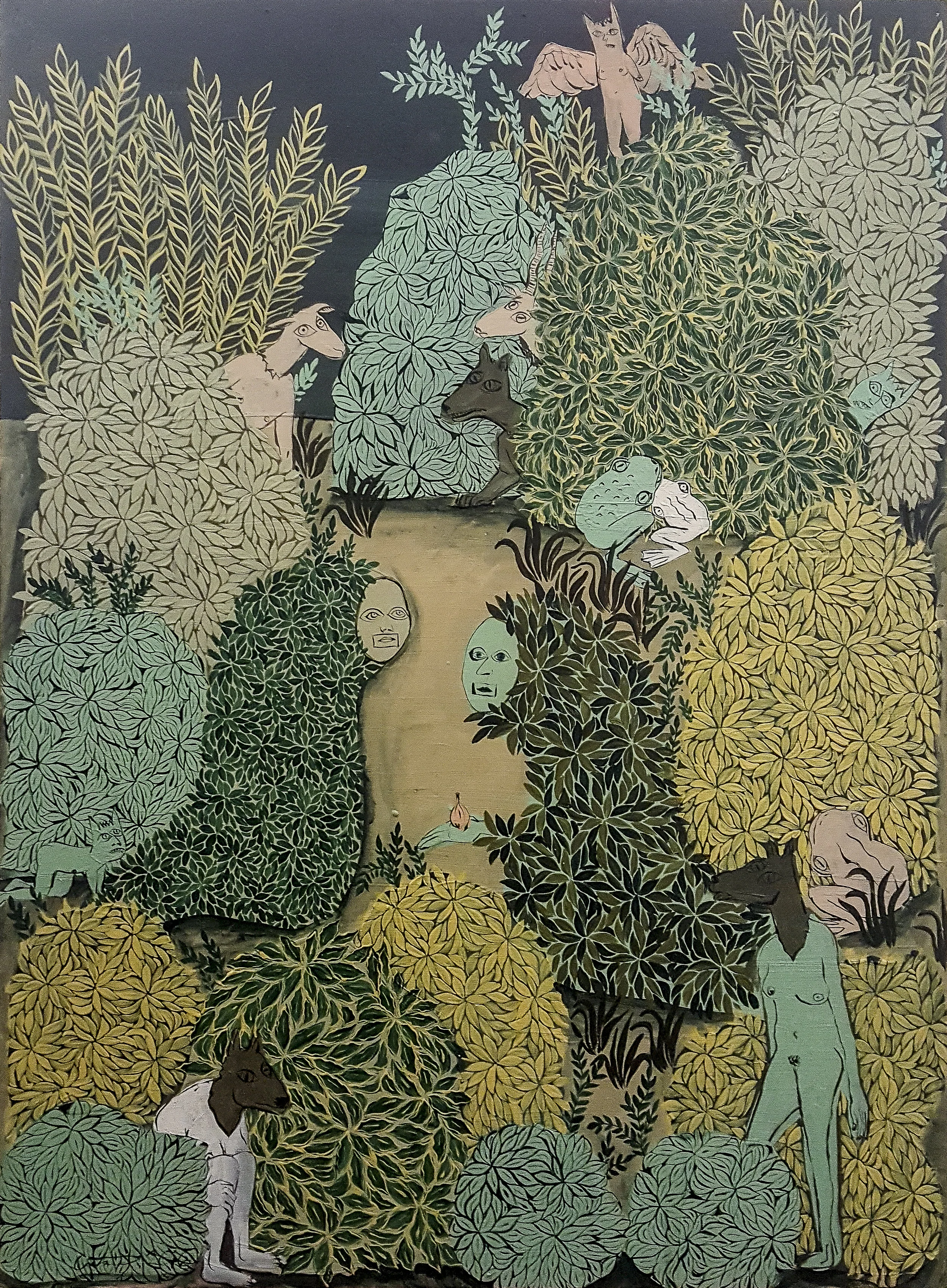 Forest Communion II . Polymer paint on panel. 32"H x 24"W. 