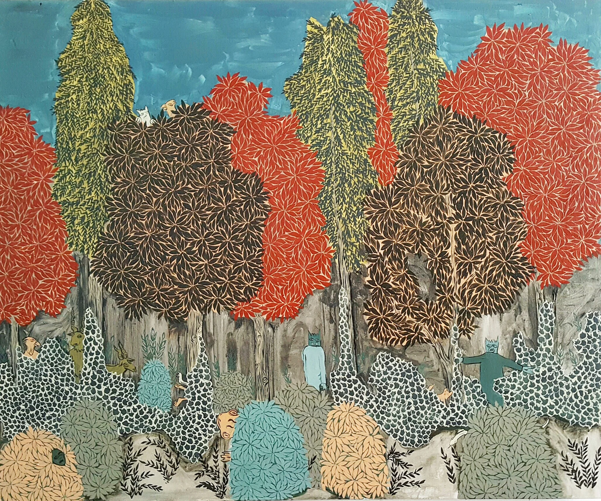 The Tree Line . Polymer paint on canvas. 25"H x 30"W. 