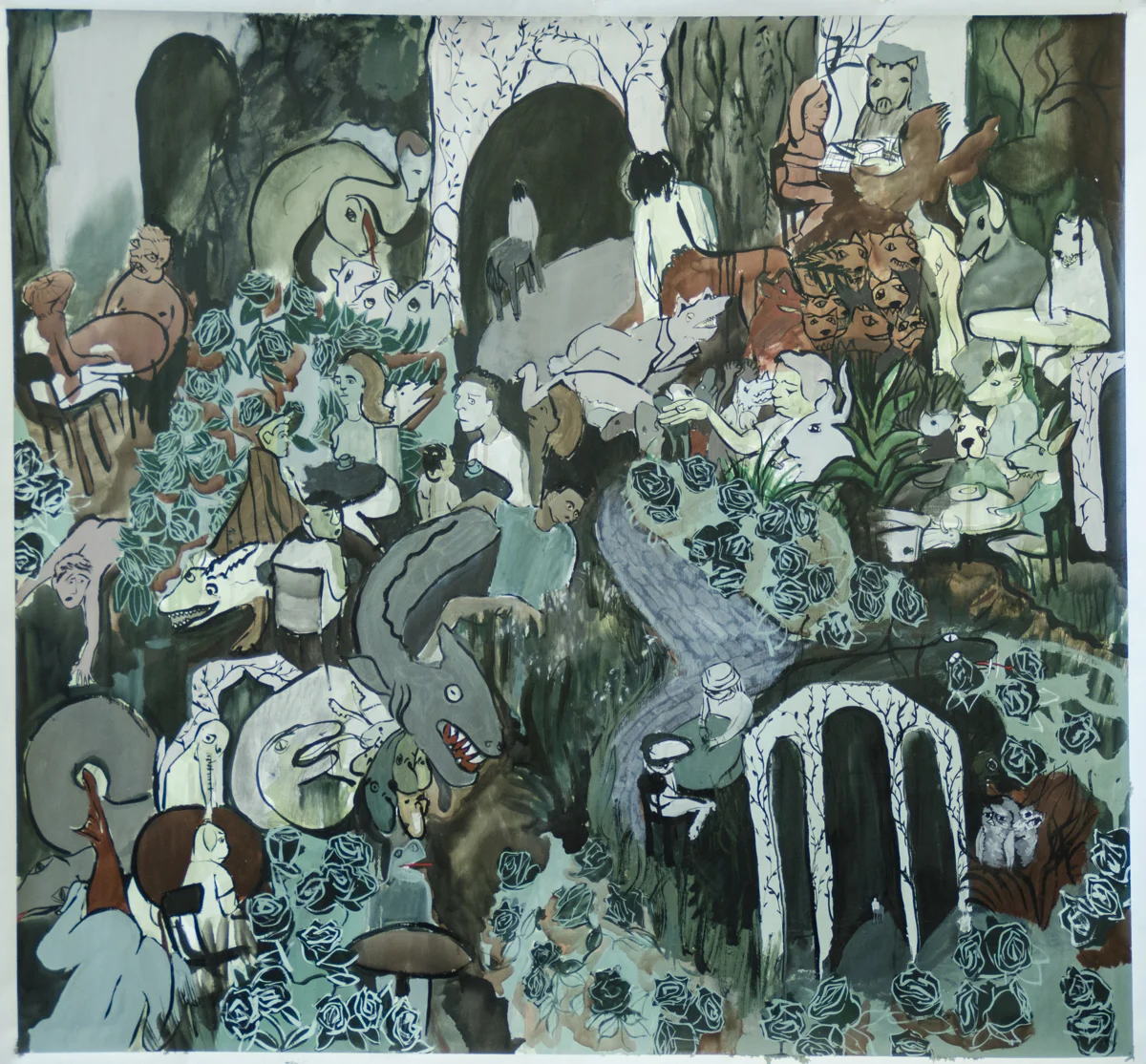 The Other City . Enamel paint on paper. 38"H x 36"W. 