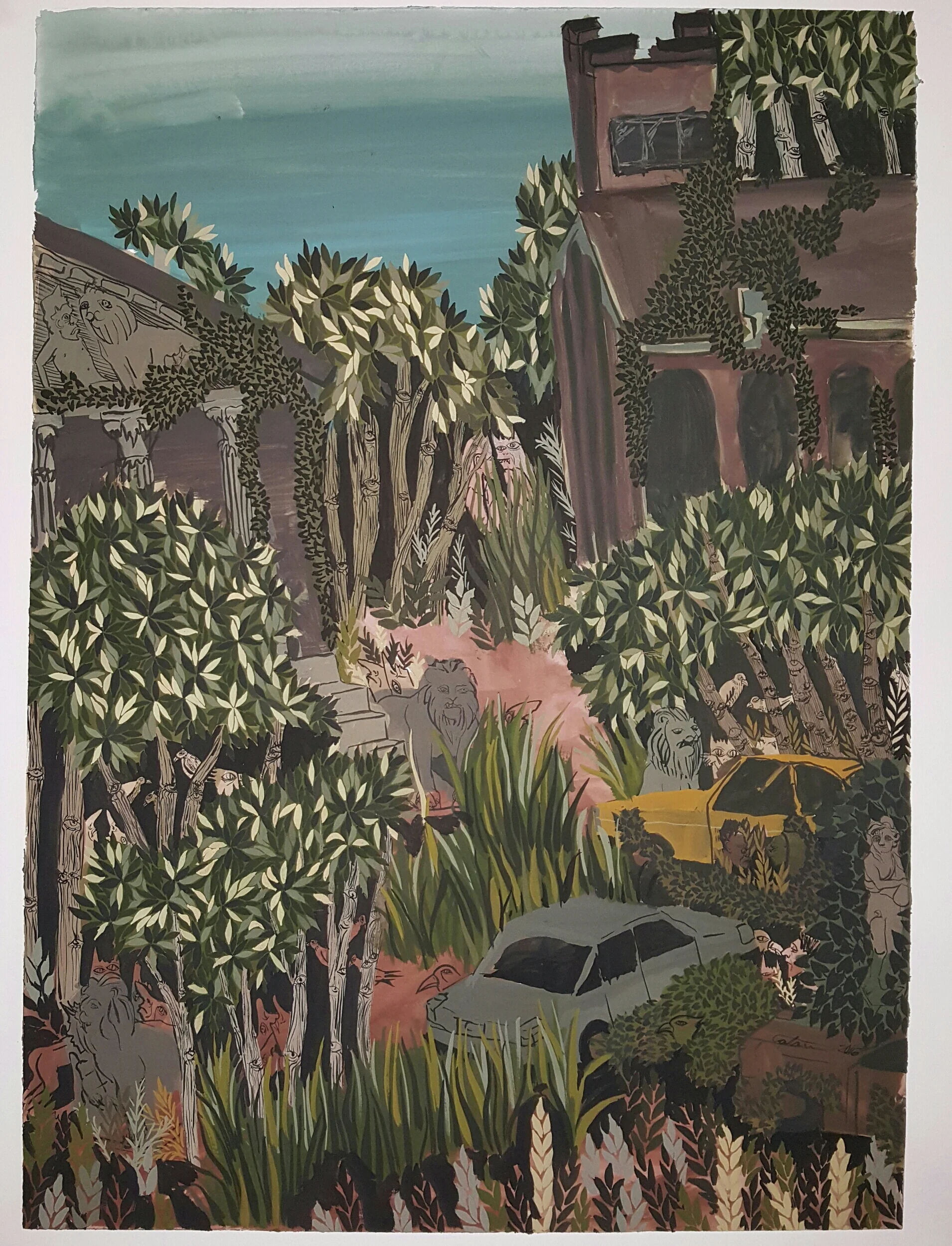 Atlanta . G0uache paint on paper. 21"H x 15"W. 