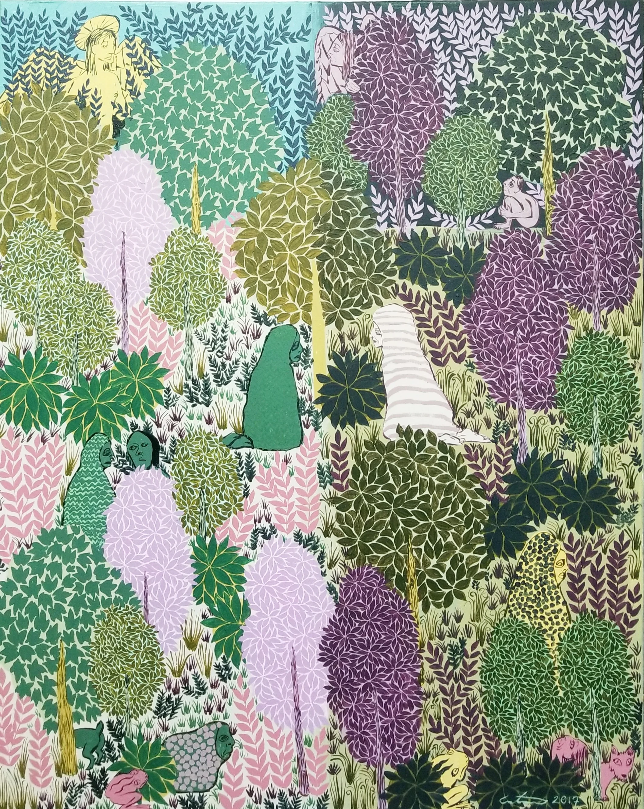 The Thin Line . Polymer paint on canvas. 30"H x 24"W. 