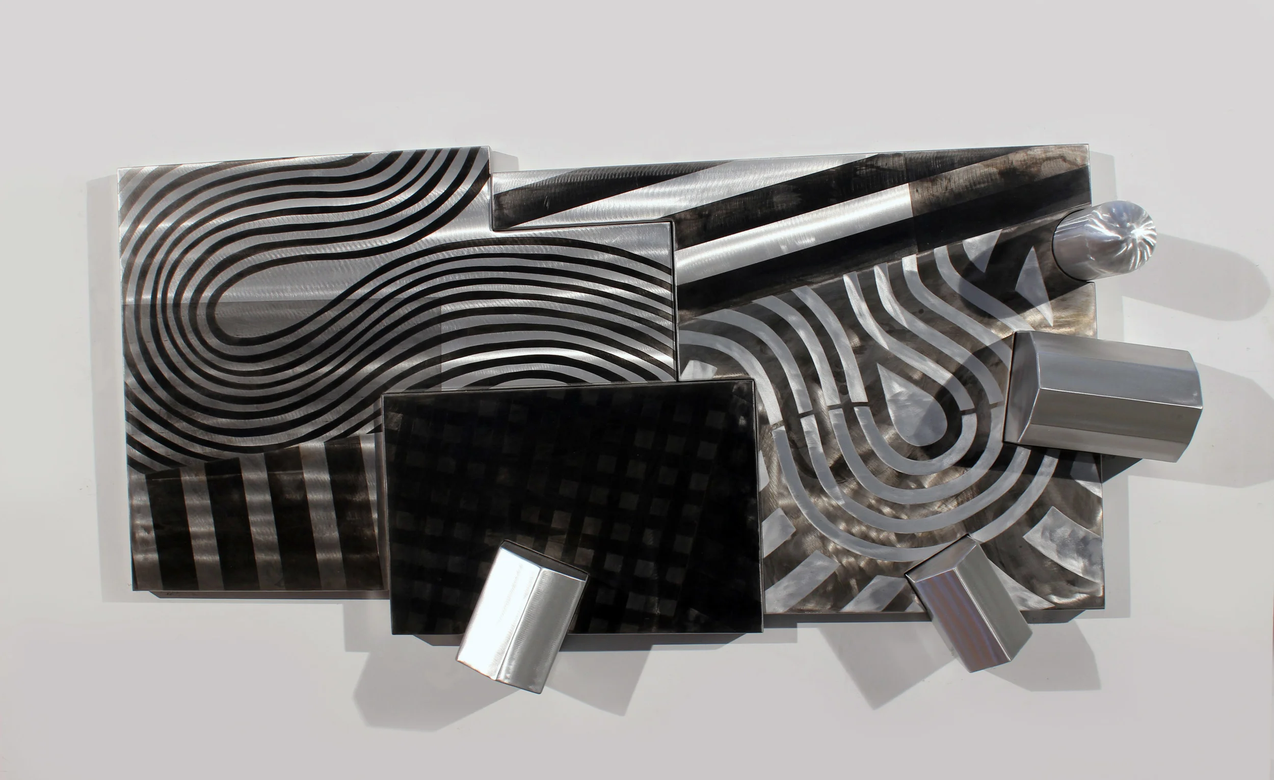 Theresa 30" x 60" x 9" brushed aluminum, patina, clear coat