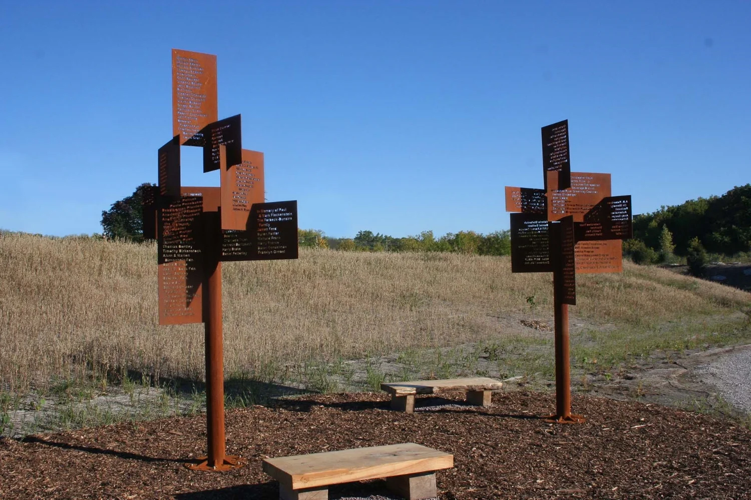 Trees 12' x 5' x 5' weathering steel, rust Urban Ecology Center, Milwaukee, WI