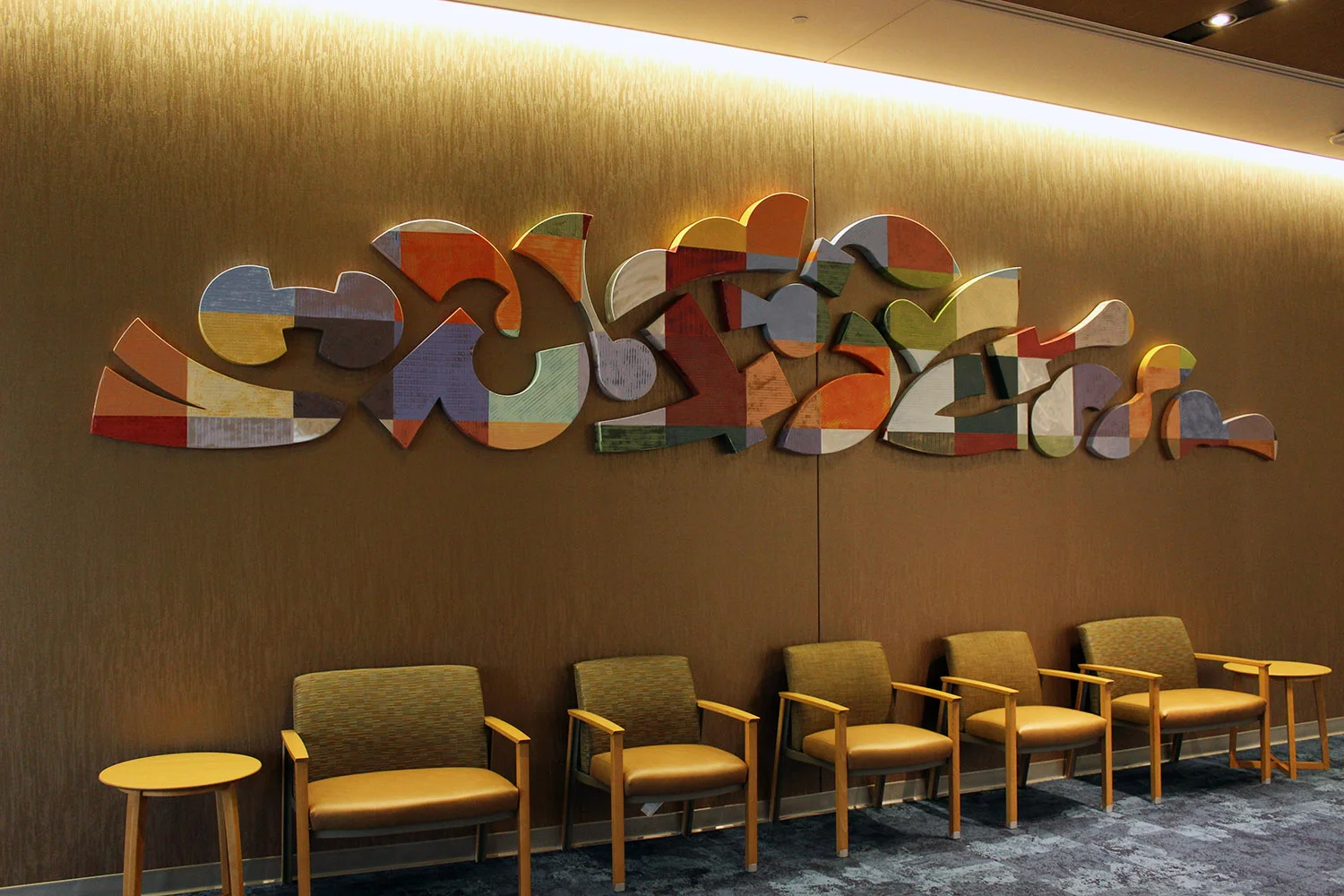 The Acrobat Touched the Sun! 4' x 18' x 4" aluminum, enamel, varnsih ProHealth, Pewaukee, WI