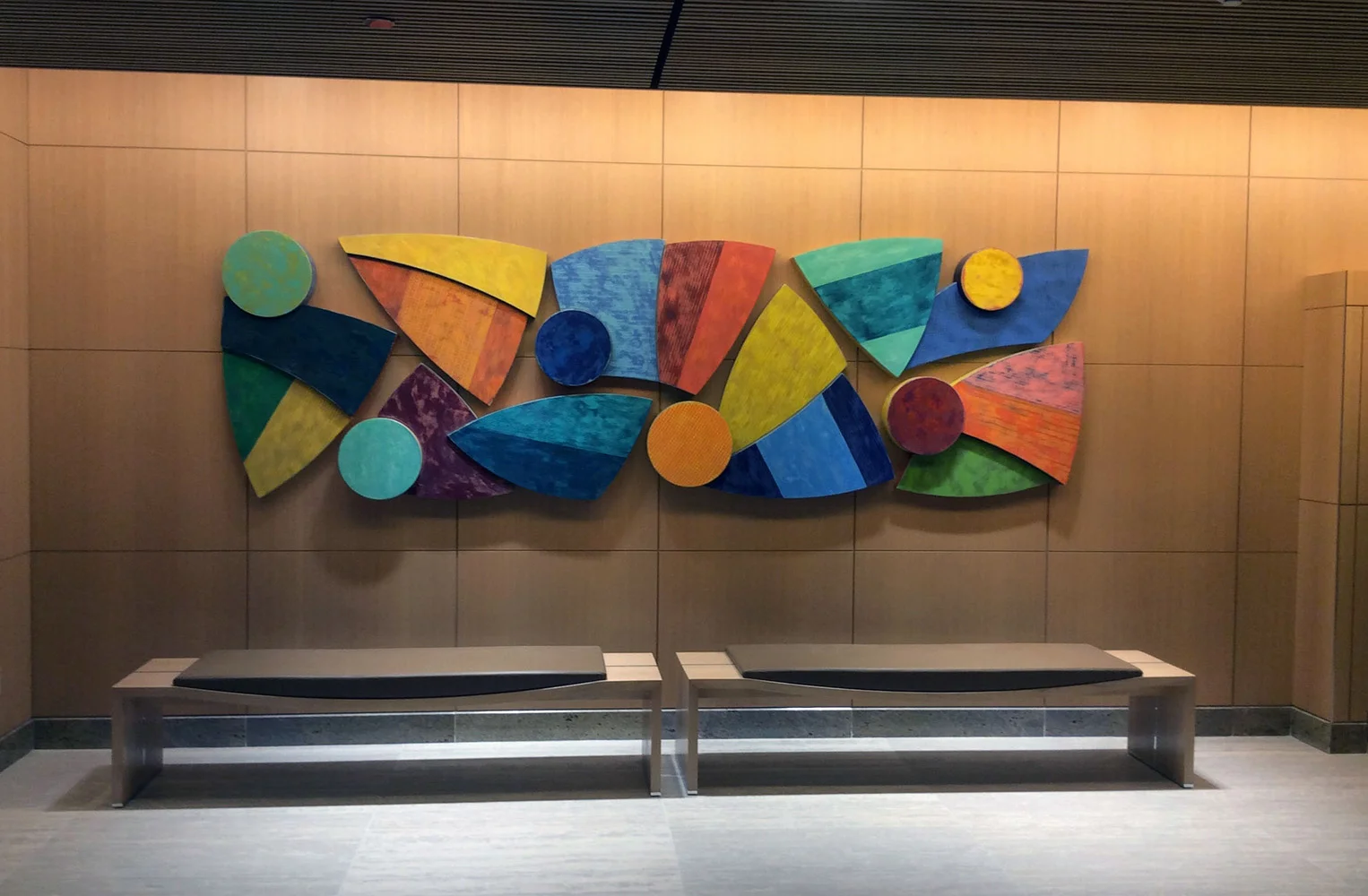 The Trumpet Smiled and the Night Played 45" x 147" x 4" aluminum, enamel, varnish Mayo Clinic, Rochester, MN