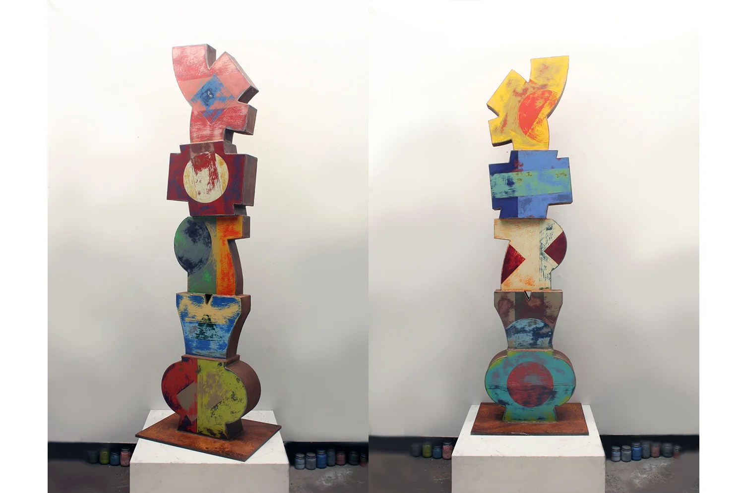 Good Luck!  73" x 17" x 22"  steel, enamel, varnish  private collection, Boston