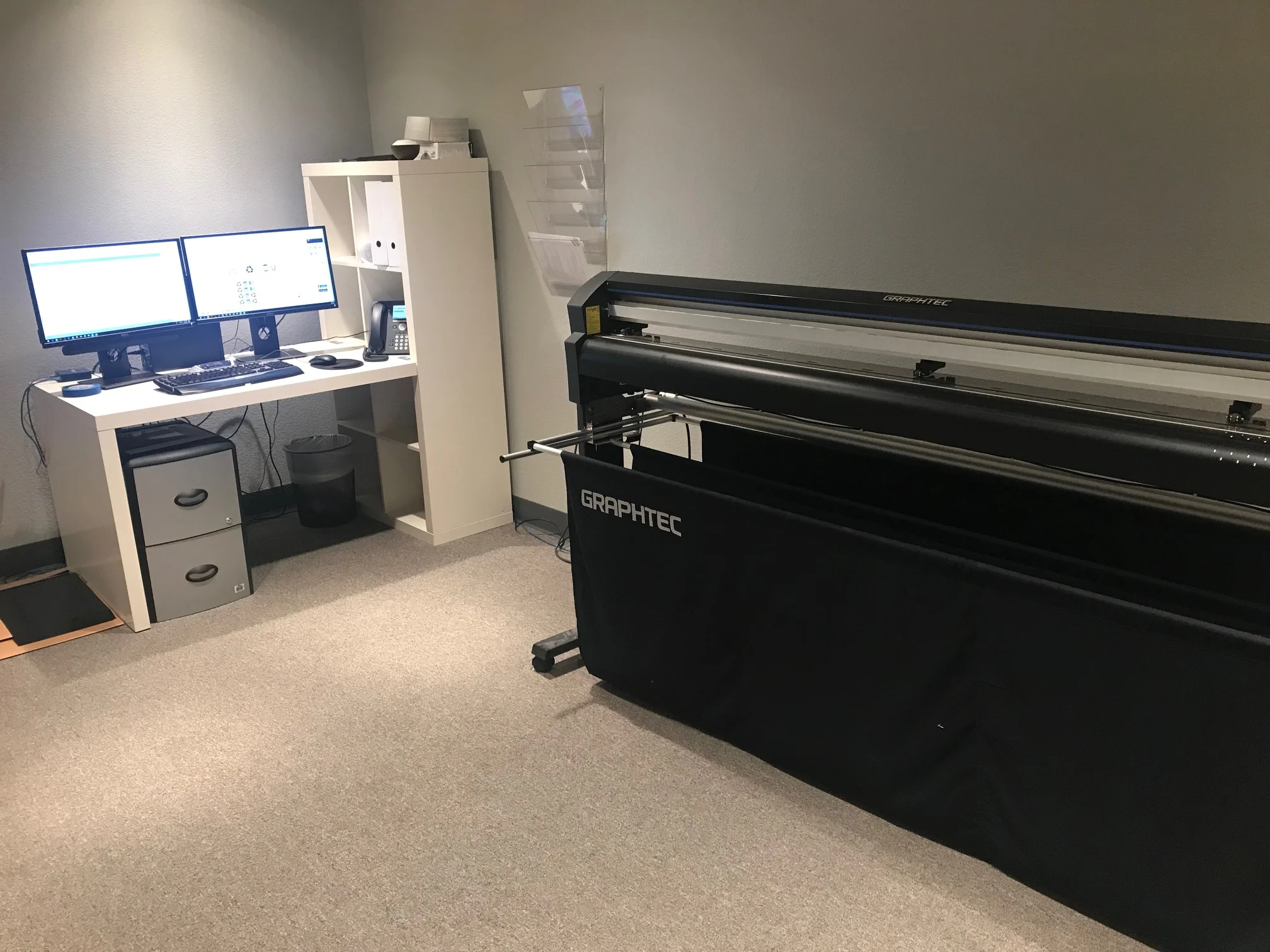 Our in-house graphics plotter can turn your concepts and designs into actual artwork for your office or store. 