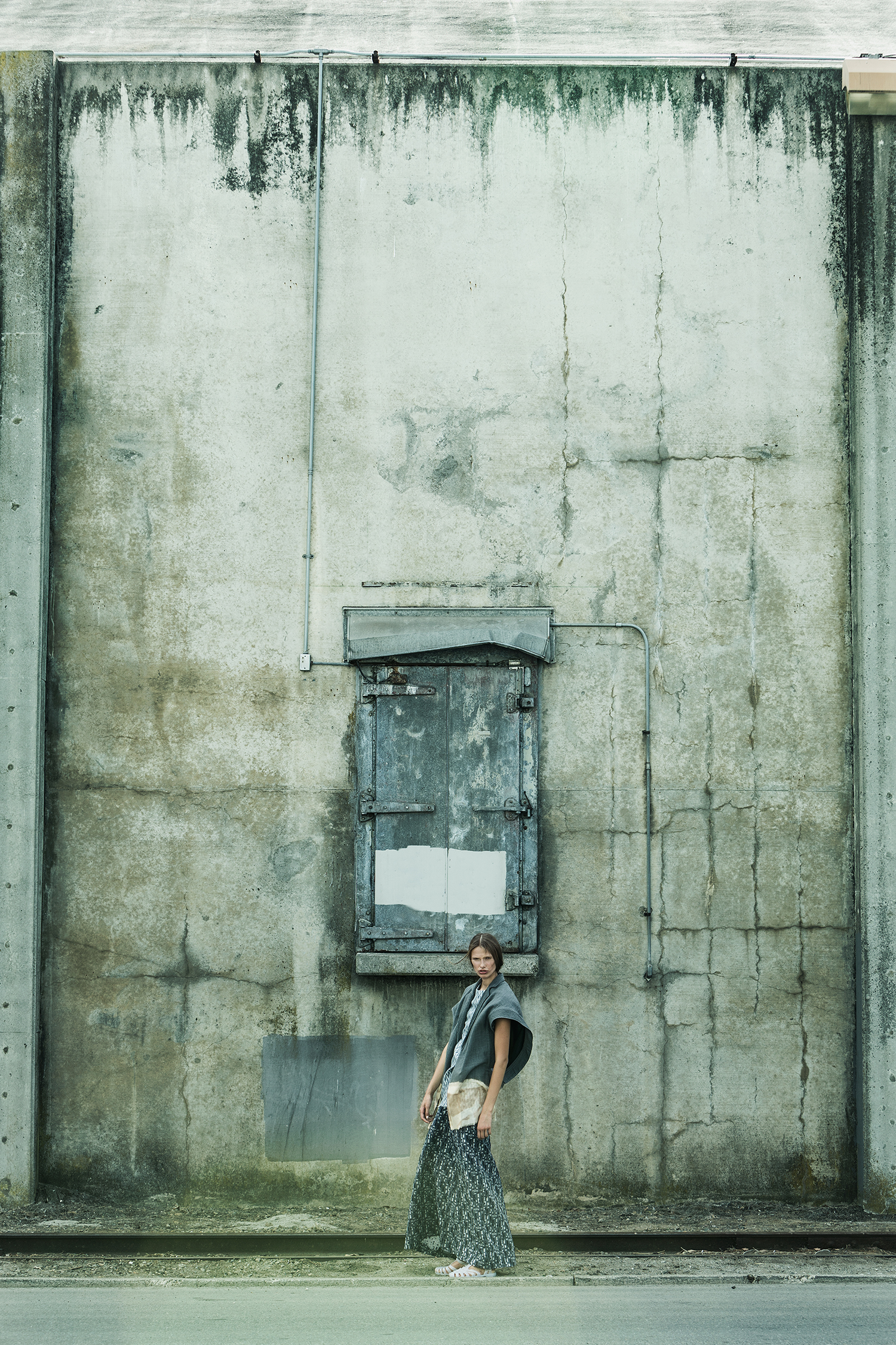 Vest by Gwen Shia-Yao Lai, MFA Fashion Design. Tunic and skirt by Jason Tam, MFA Fashion Design. Shoes, stylist's own. 