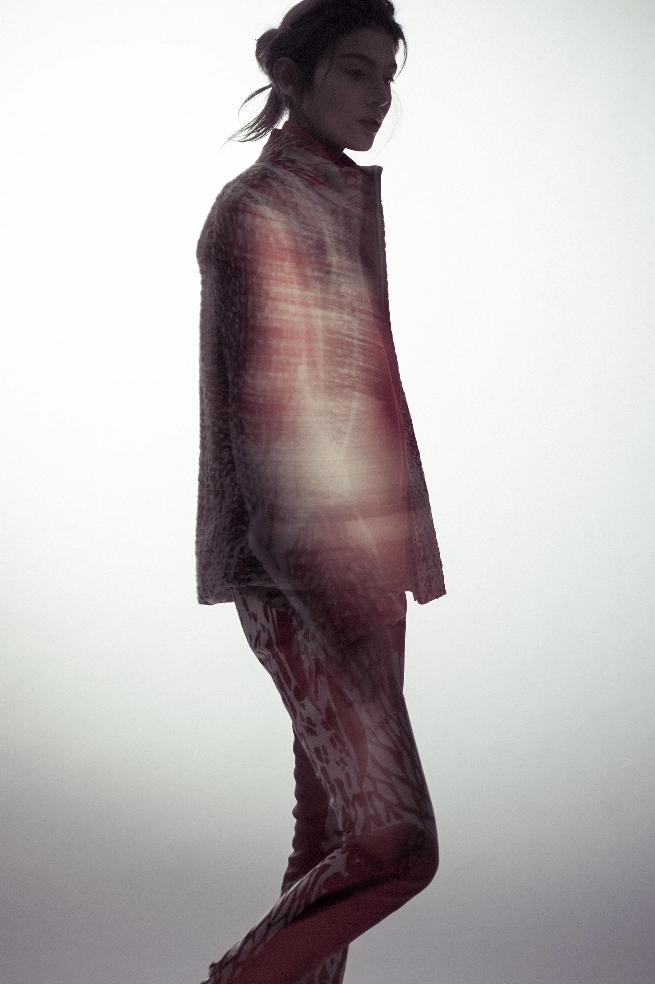 Jacket and pants by Ernest Huang, MFA Fashion Design and Hong Ni, MFA Textile Design.