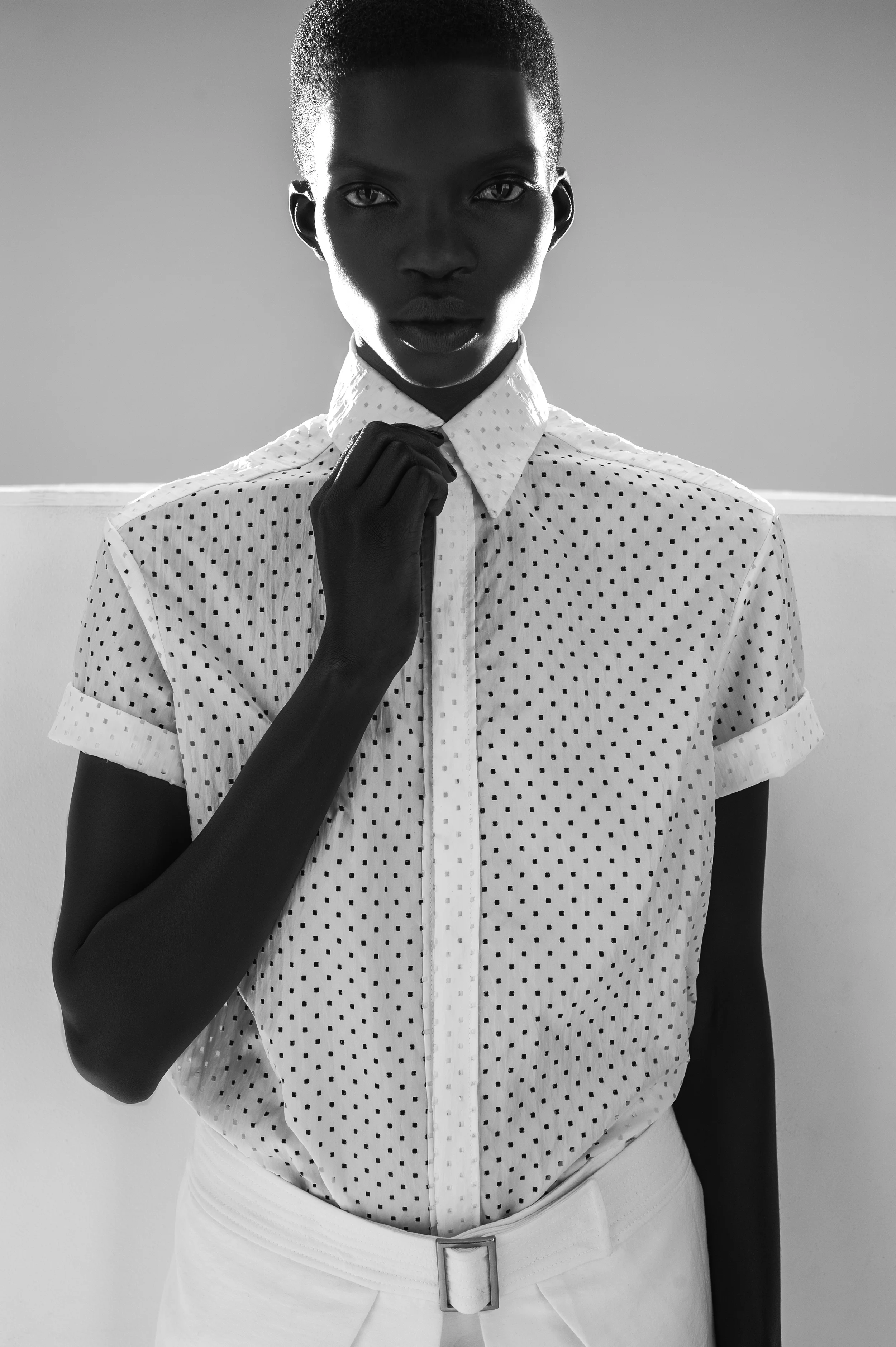 Shirt by Pheobe Wang, BFA Fashion Design. Skirt by Stephina Touch, MFA Fashion Design. 