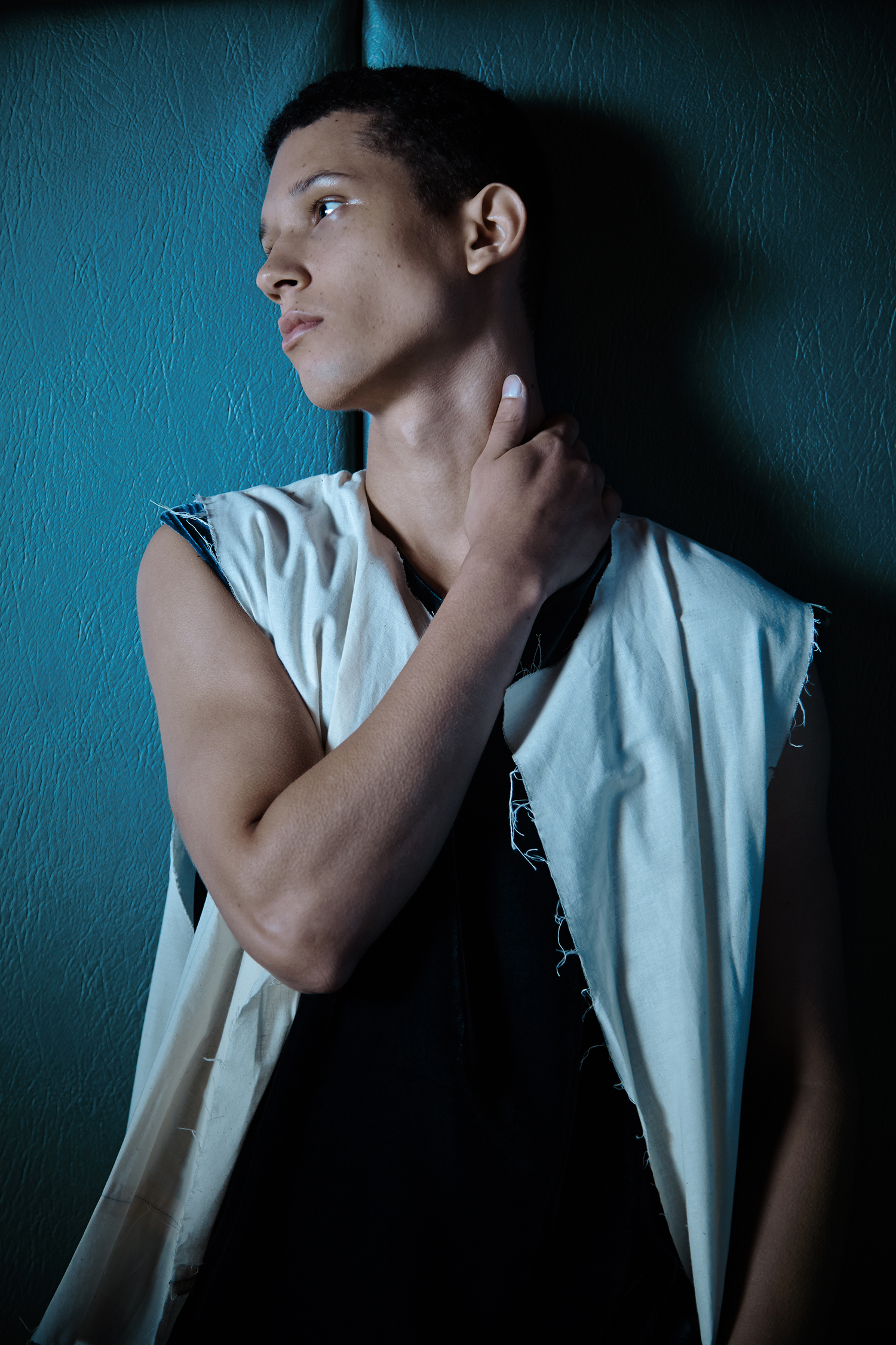 Velvet Tank by Cherng-Hanh Lee, BFA Menswear Design. Prototype Vest by James Nguyen, MFA Menswear Design. 