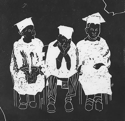Linoleum cuts Graduating from Kindergarten to Grade 1, 1982