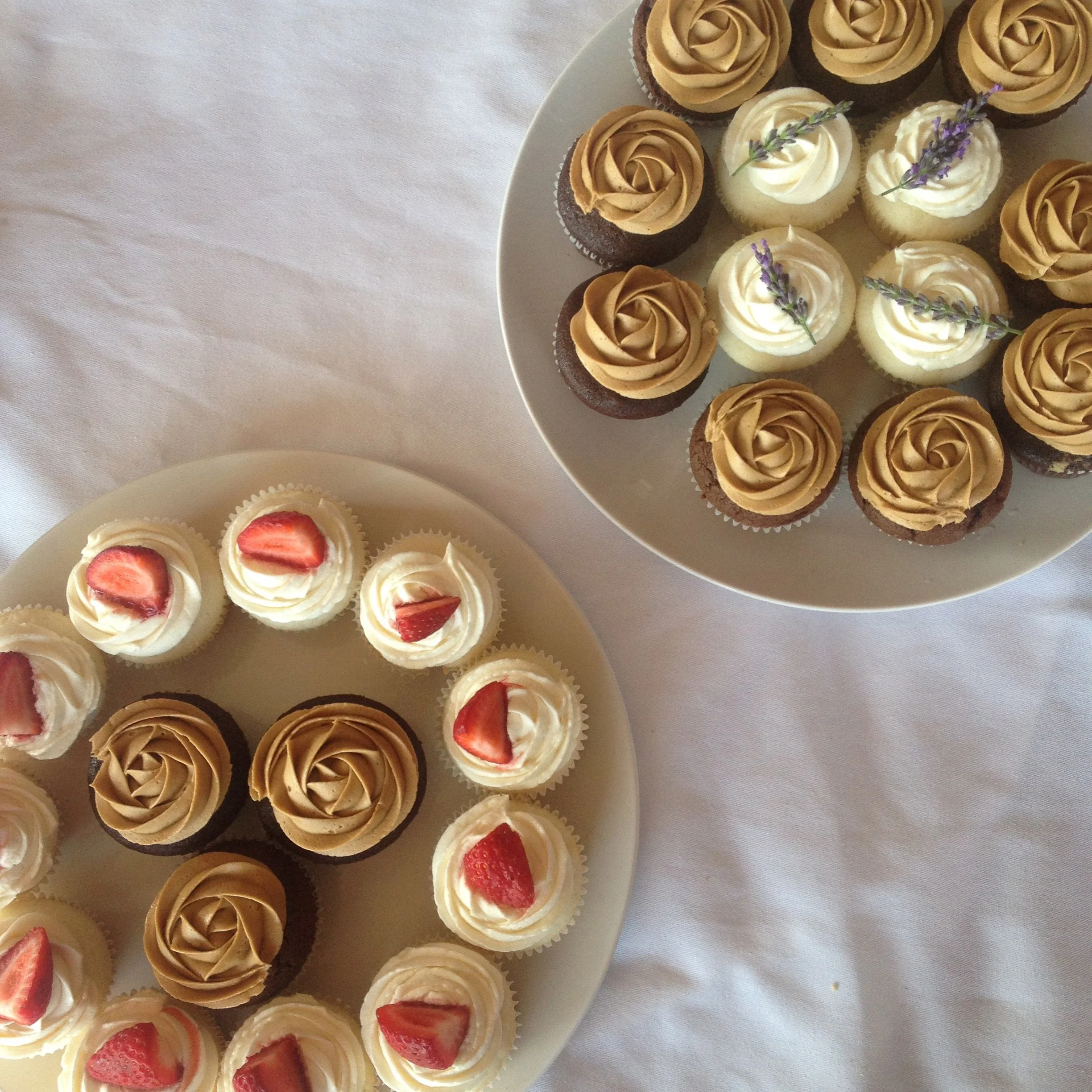   Vanilla Cupcakes with Vanilla Frosting +    Matilda Cupcakes with Mocha Frosting  