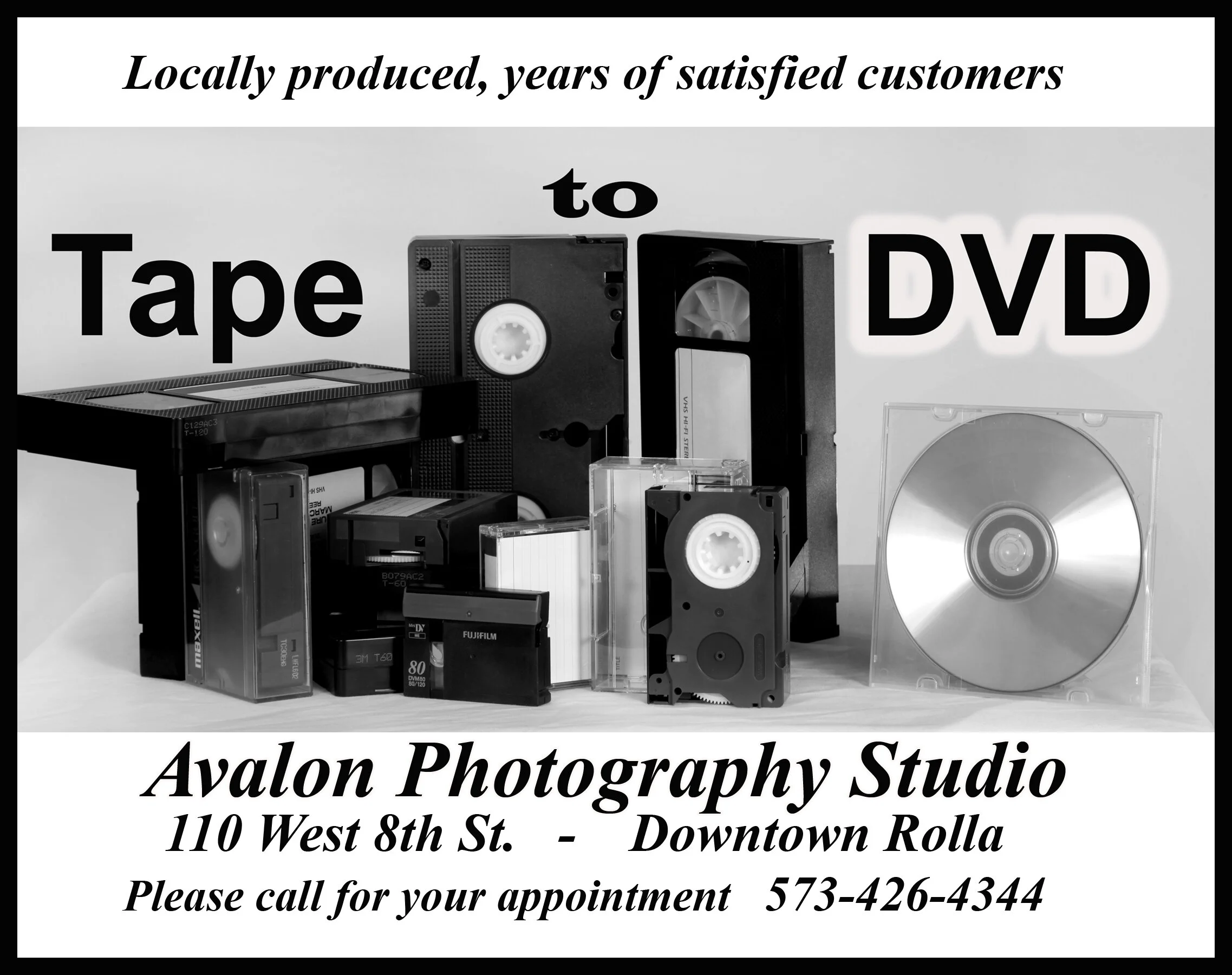 Transfer VIDEOTAPE to DVD — Avalon Photography Studio