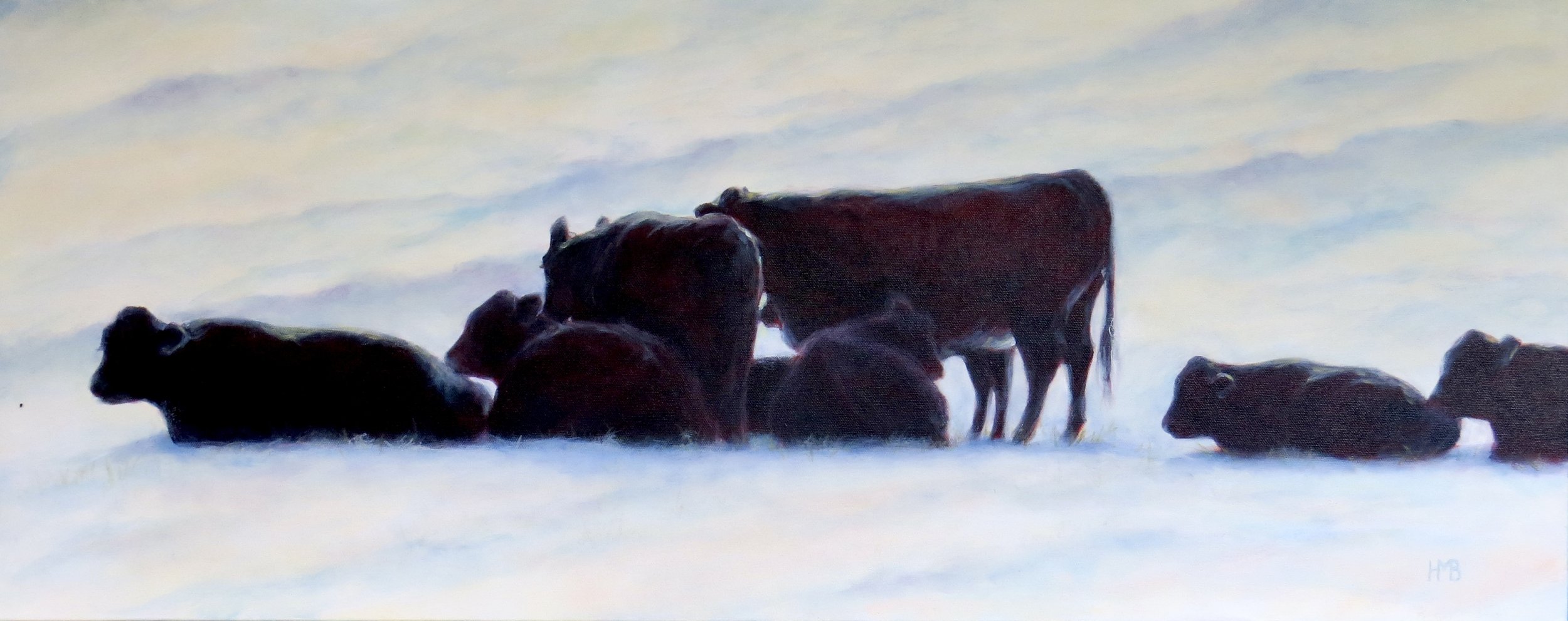 Winter Cattle, 16"x40"