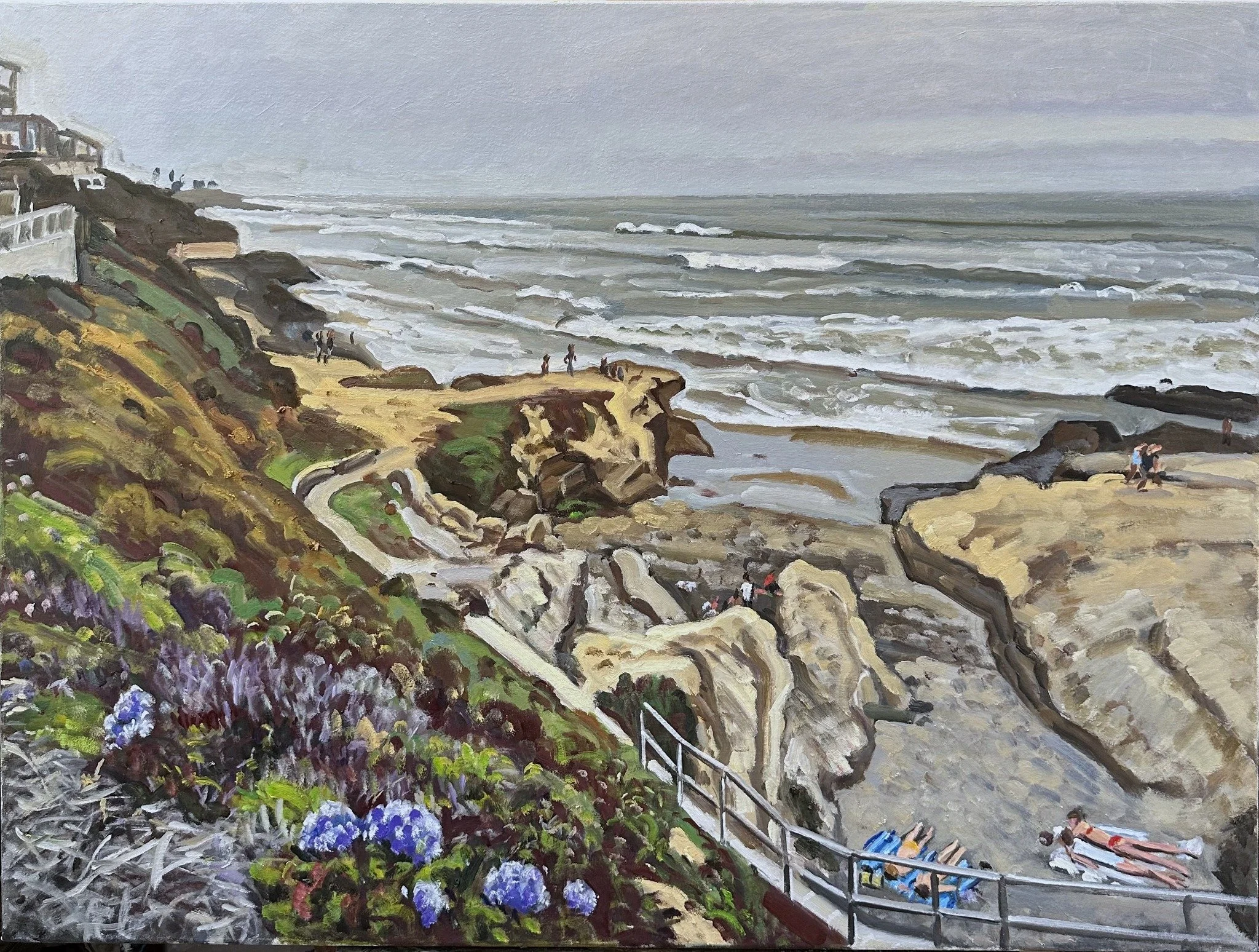 Overcast at Santa Cruz Cove; 30 by 40in. 2025