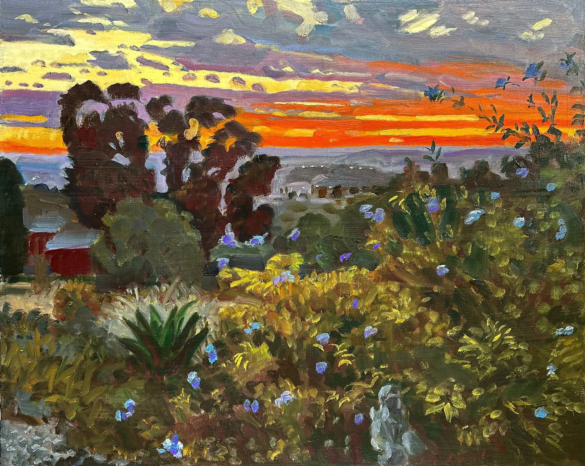 Sunset over Garden 22 by 30” 2025