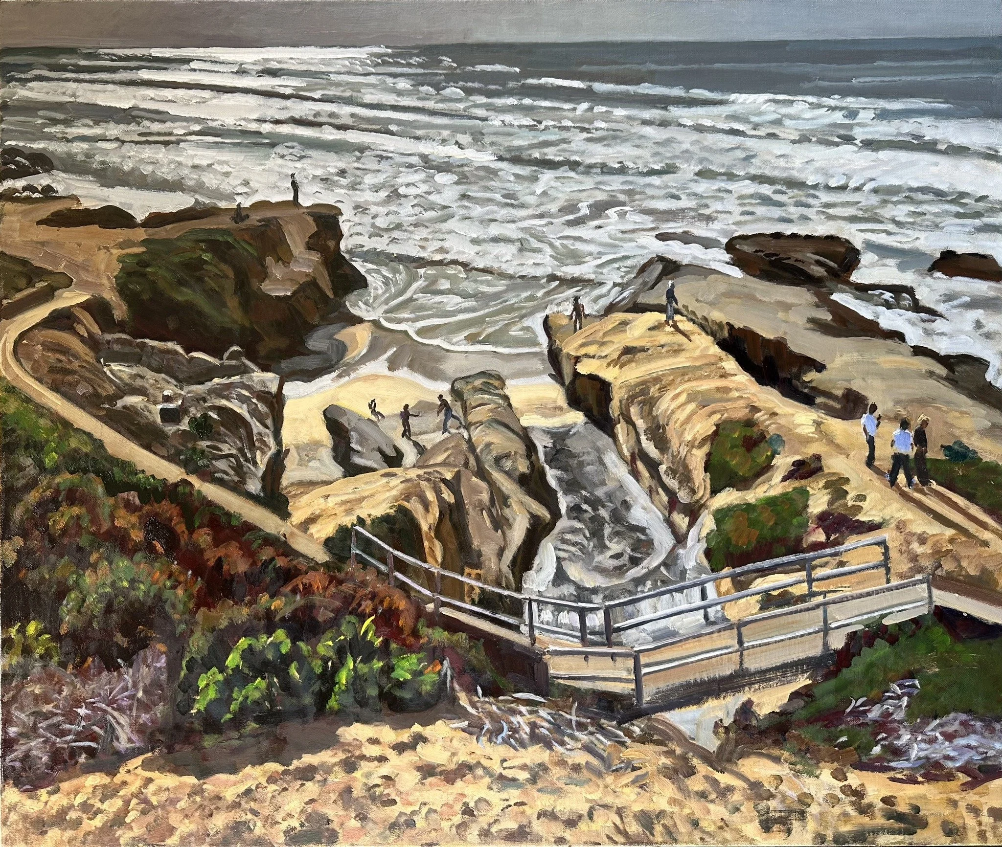 Footbridge at Santa Cruz Cove 32 by 38” 2025
