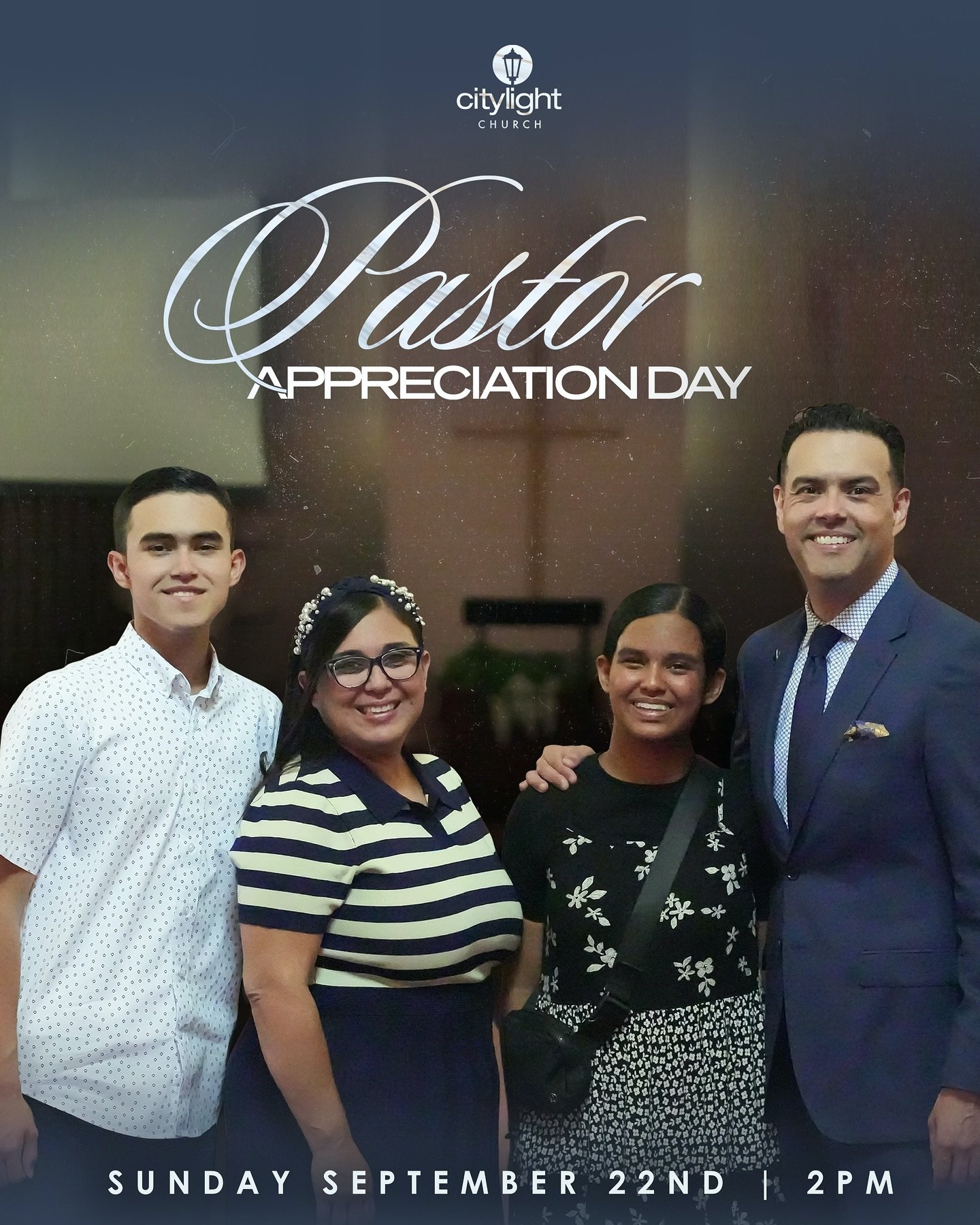 Join us tomorrow, September 22nd at 2:00 pm as we honor and celebrate our Pastoral family, Pastor Jacob Rodriguez, First Lady Cherie Rodriguez, Makai and Chloe Rodriguez for @citylight_church Pastor Appreciation Day. 

Celebrate with as we honor our 