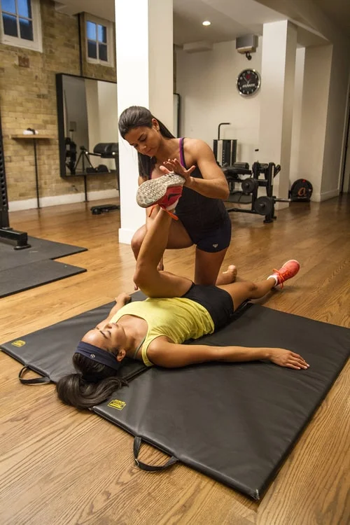 stretching with client