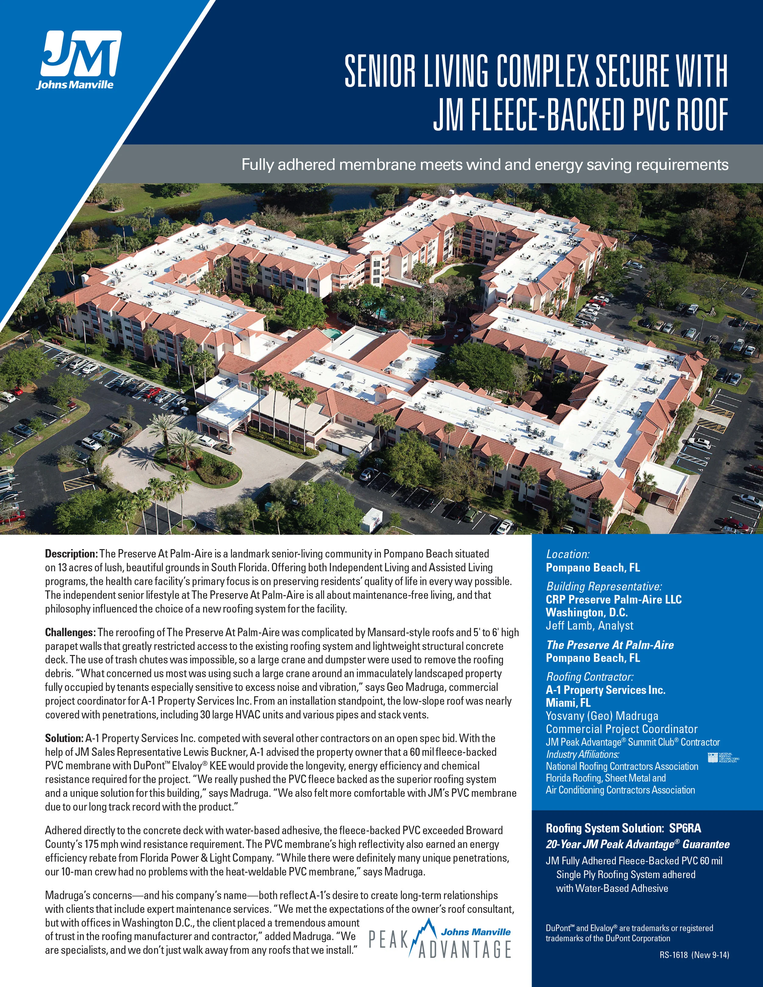 Senior Living Complex Secure with JM Fleece-Backed PVC Roof