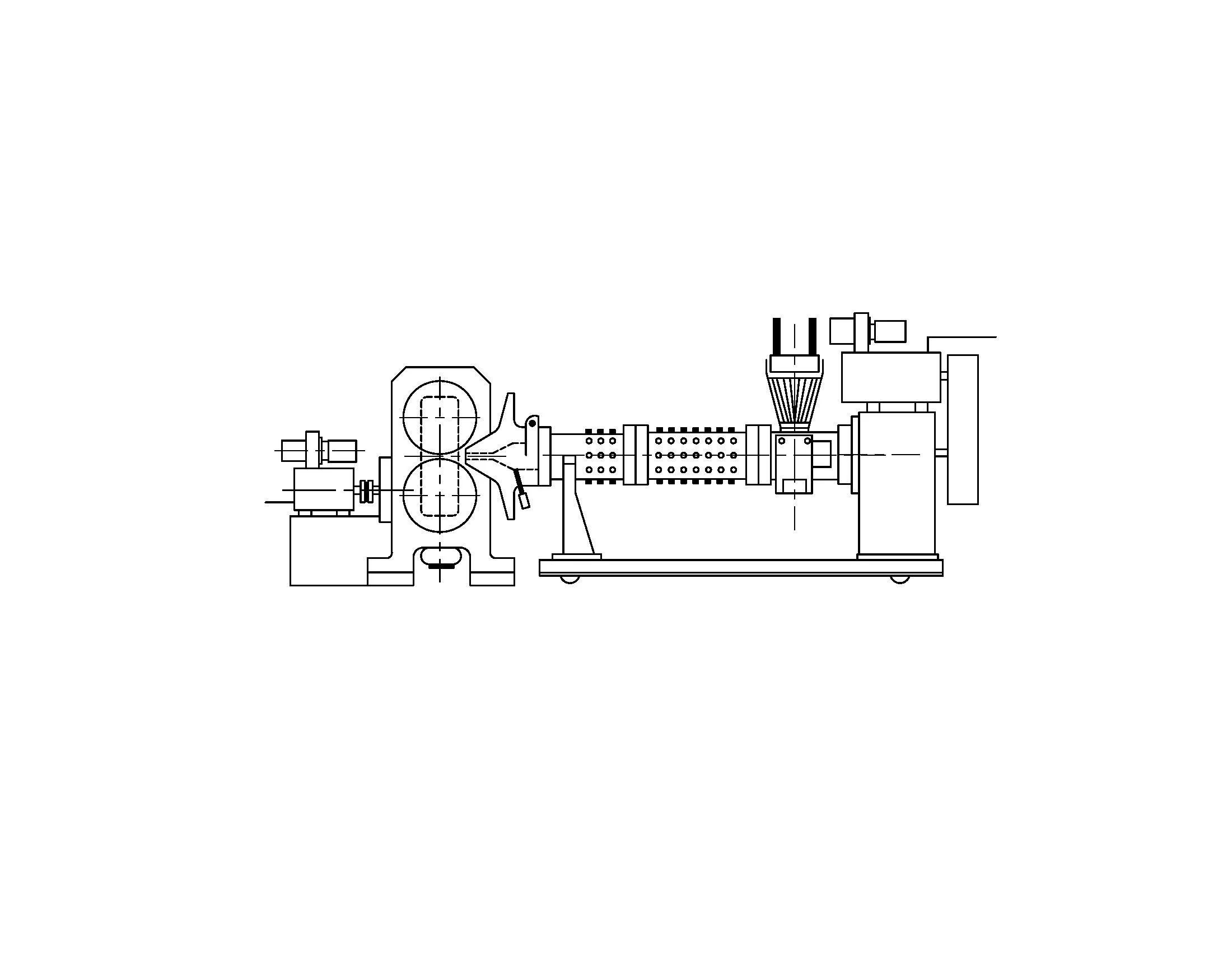Overview of a roller-die extruder feeding a two-roll calender