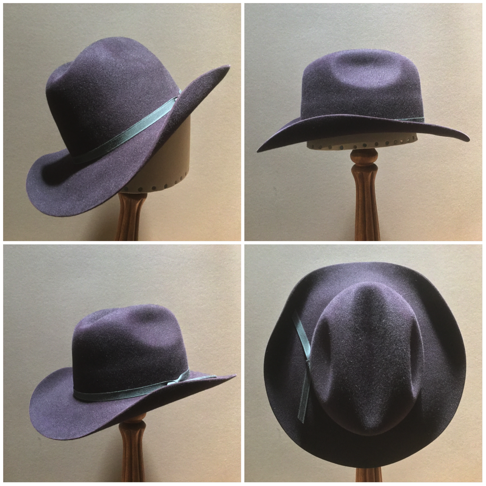 Material: 100% Beaver Color: Black Cherry Brim Set: Vogue with Temple Curl Trim: 1/2 inch Grosgrain Ribbon