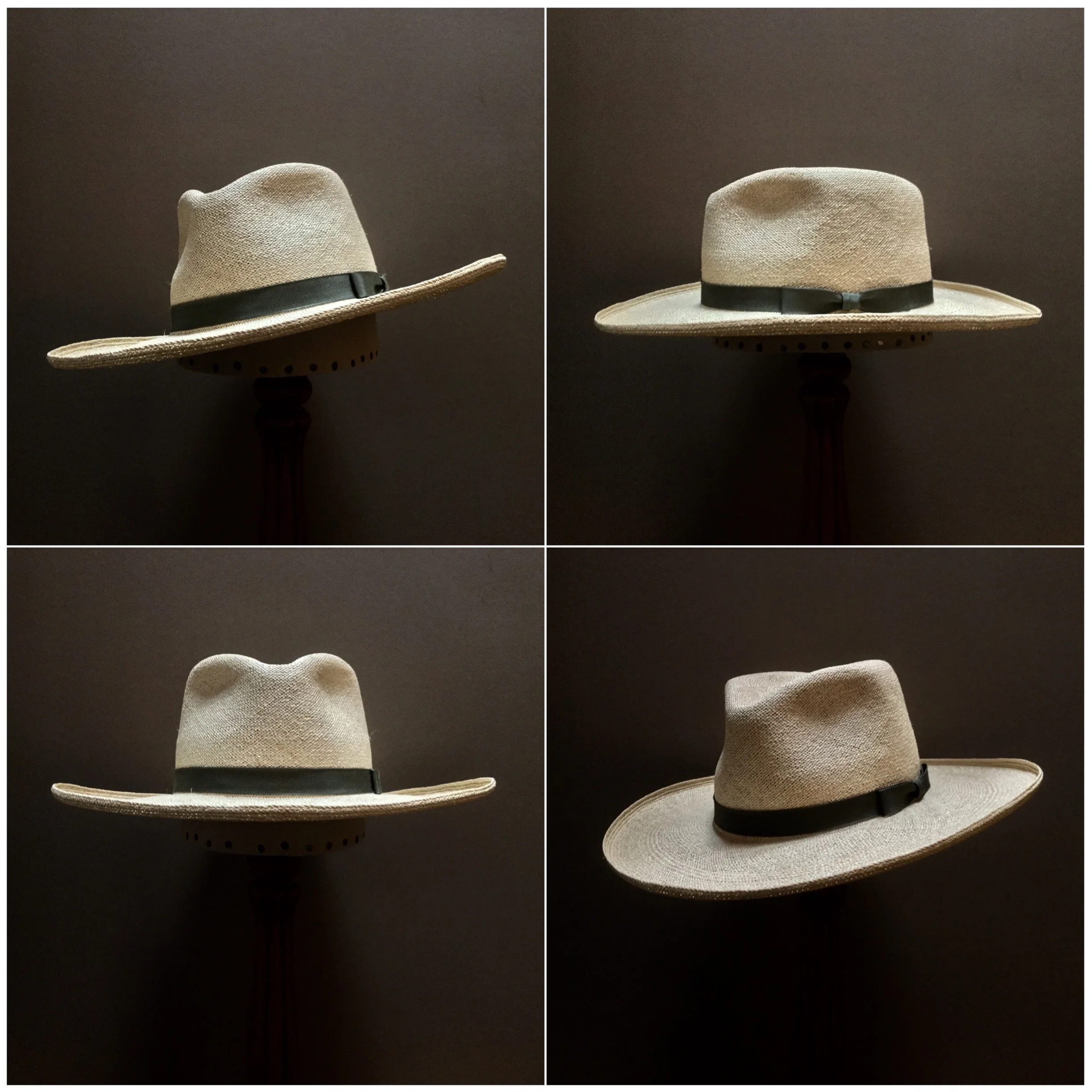 Weave: Torcido Grade: N/A Brim Set: San Ann with 45 Degree Curl Trim: 3/4 inch Grosgrain Ribbon with Pleated Bow