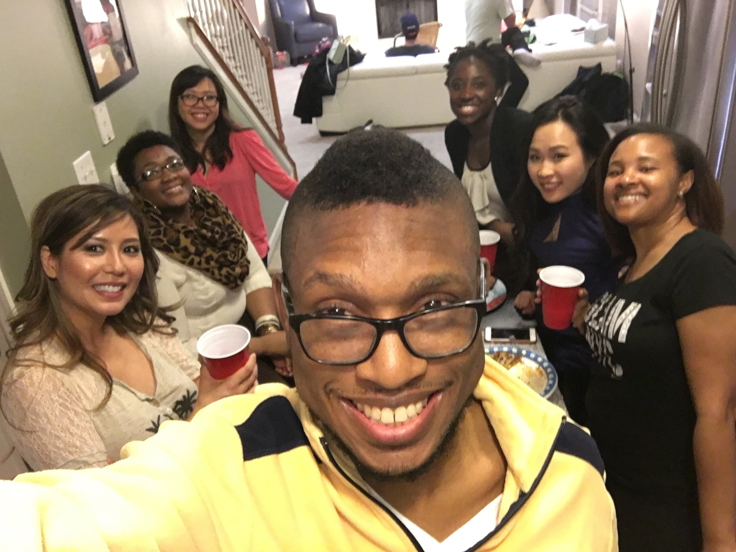 The kitchen and the family room party