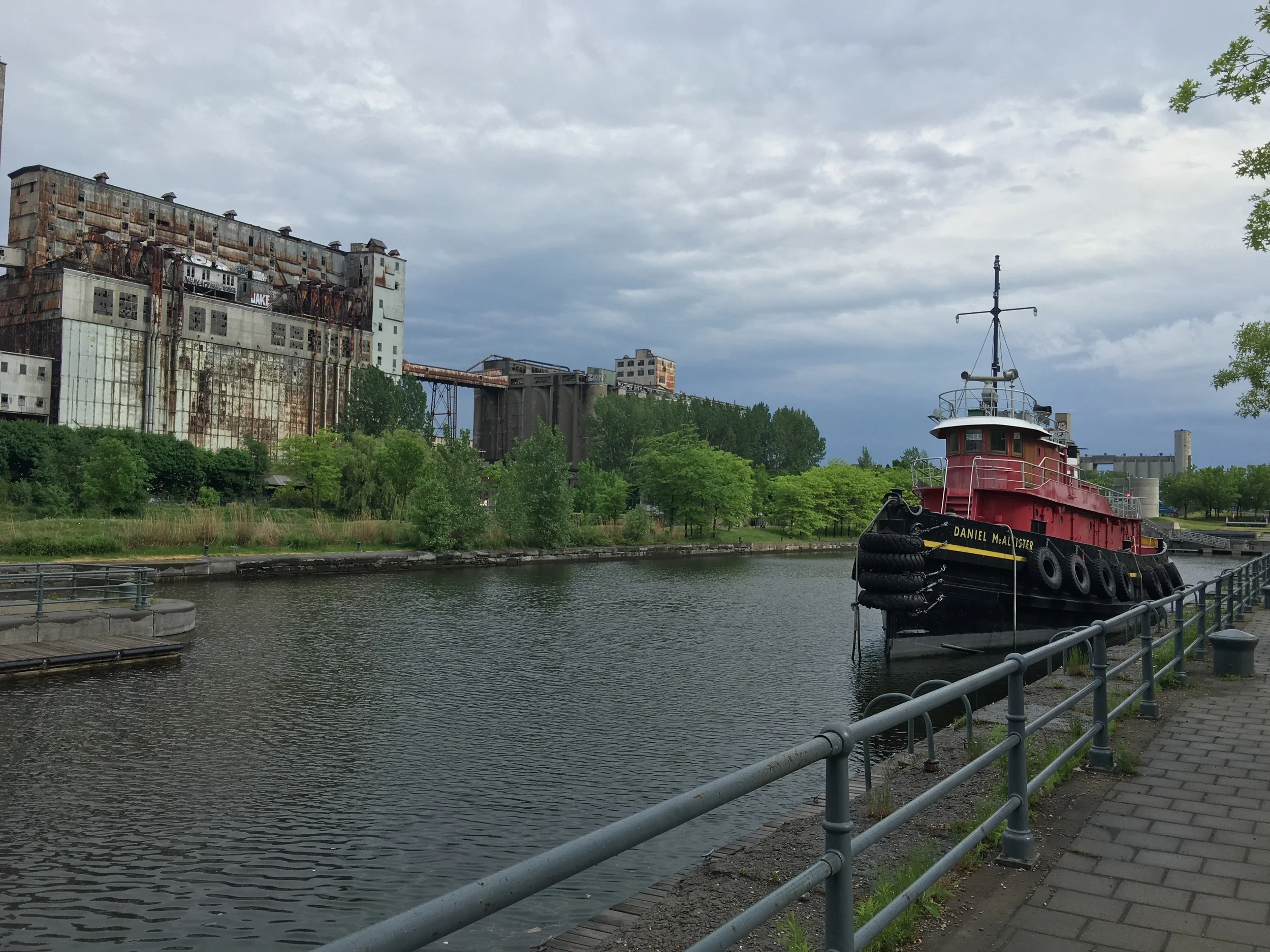 This building in the background was once he major source of industry in Montreal.  