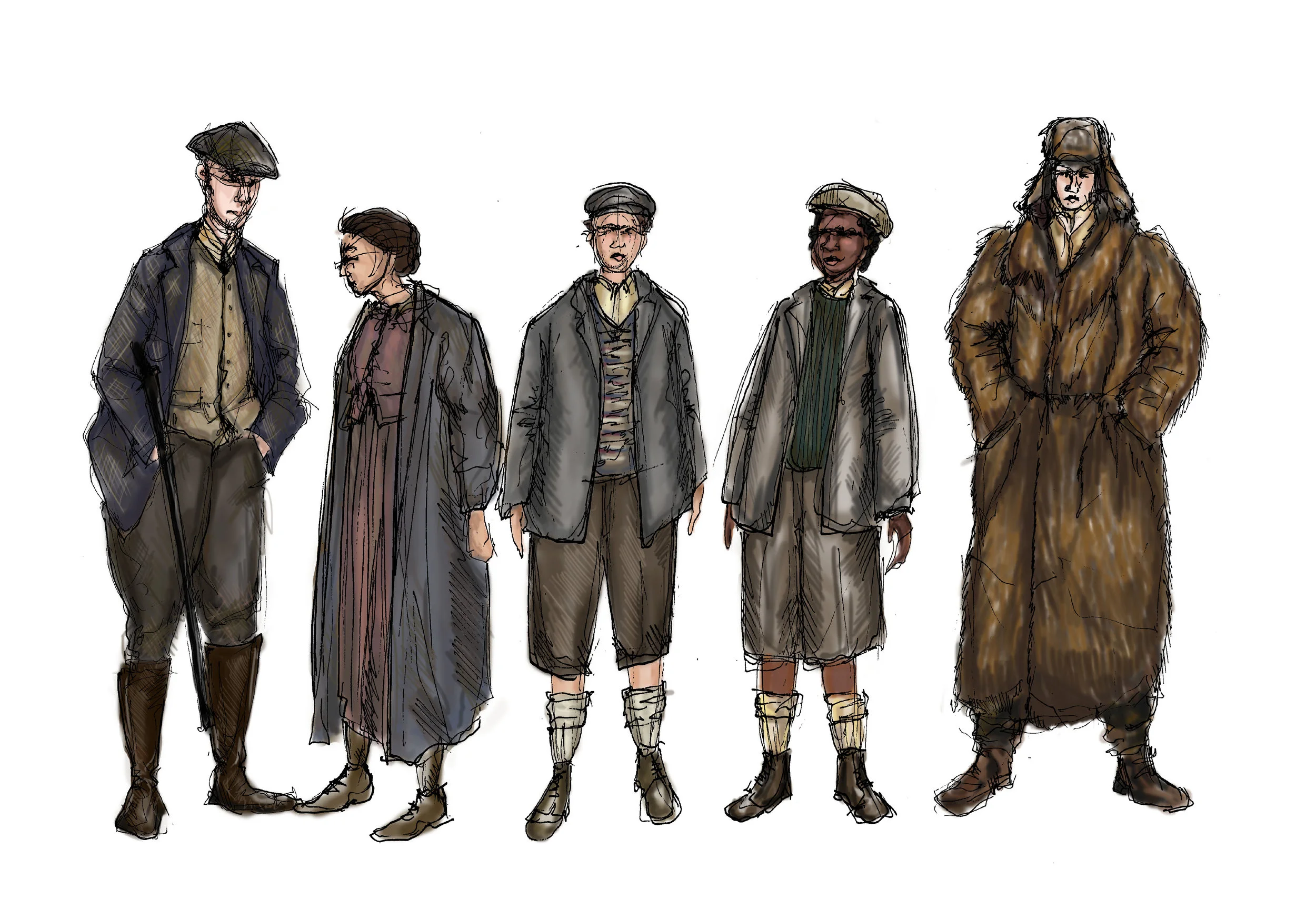 Gamekeeper, Gamekeeper's wife, Pepik & Frantik, and Lapak the dog
