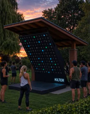 Kilter board wall in a public park