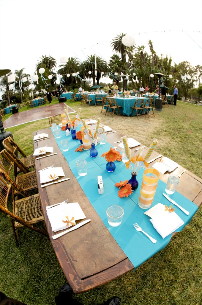 teal table top decor kids table felicievents.com