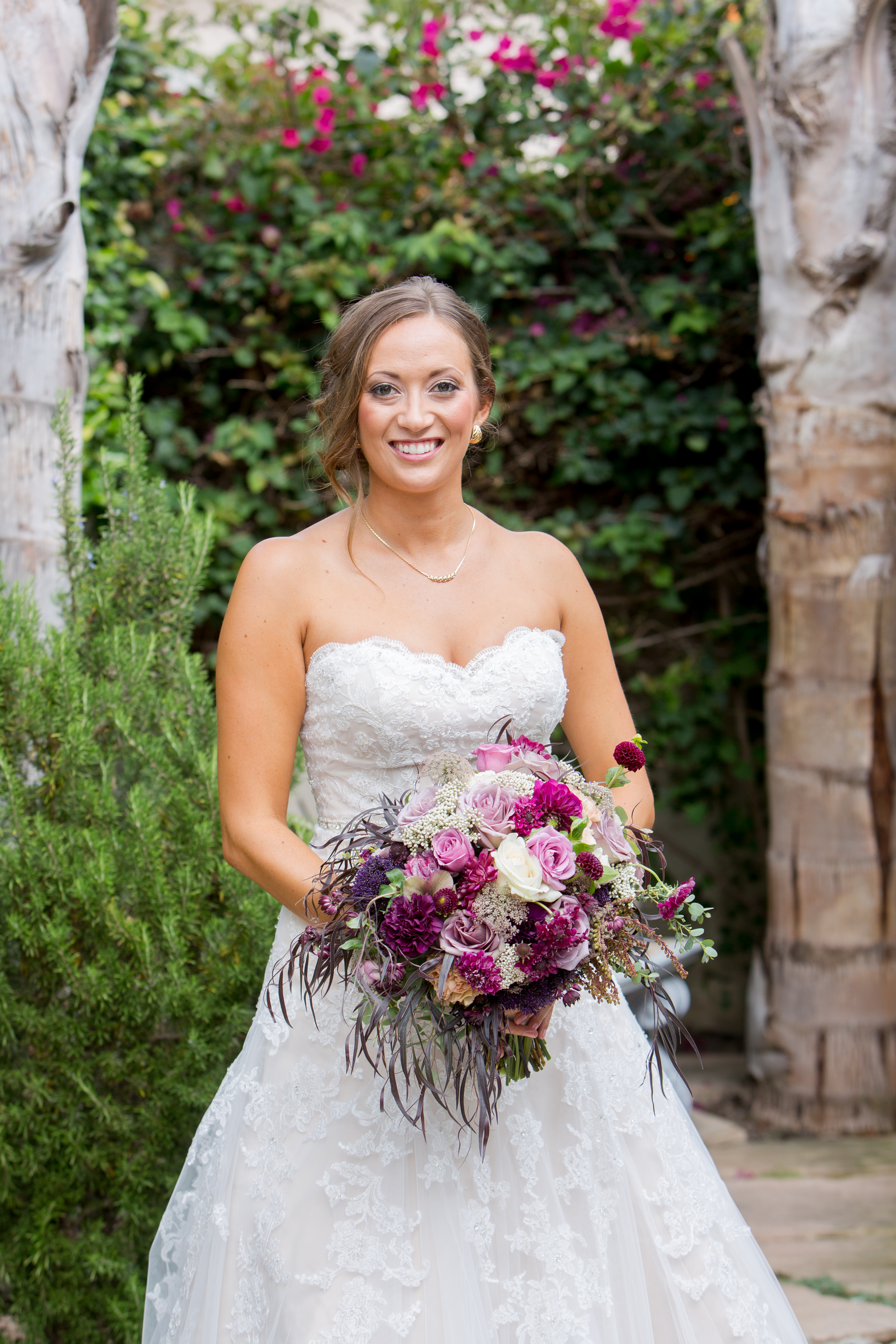 Felici Events | Felici Wedding | Santa Barbara Wedding | Bride | Bride Bouqet | Purple Flowers | Margaret Joan Floral