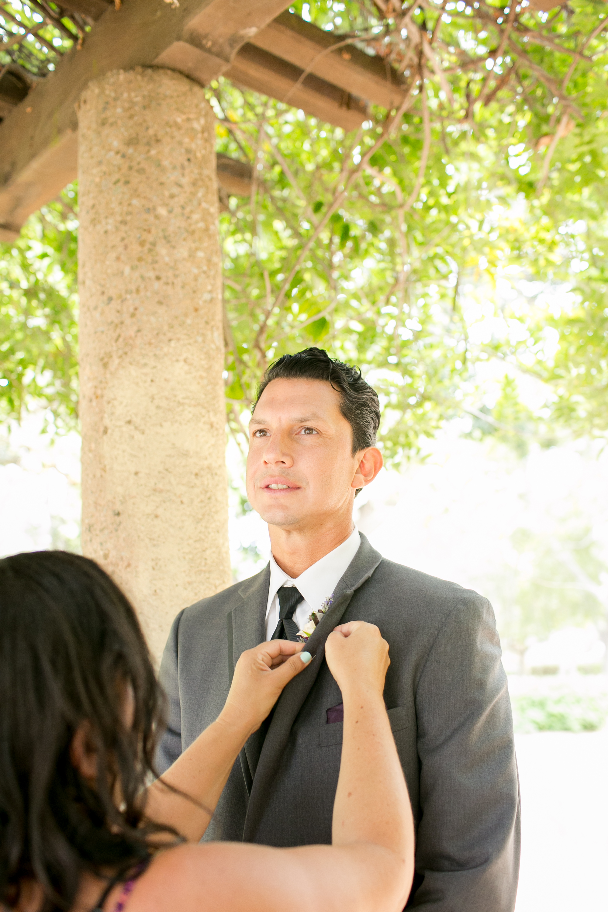 www.felicievents.com | Groom | Felici Wedding | Grey Suit | Purple boutonniere | Santa Barbara Wedding