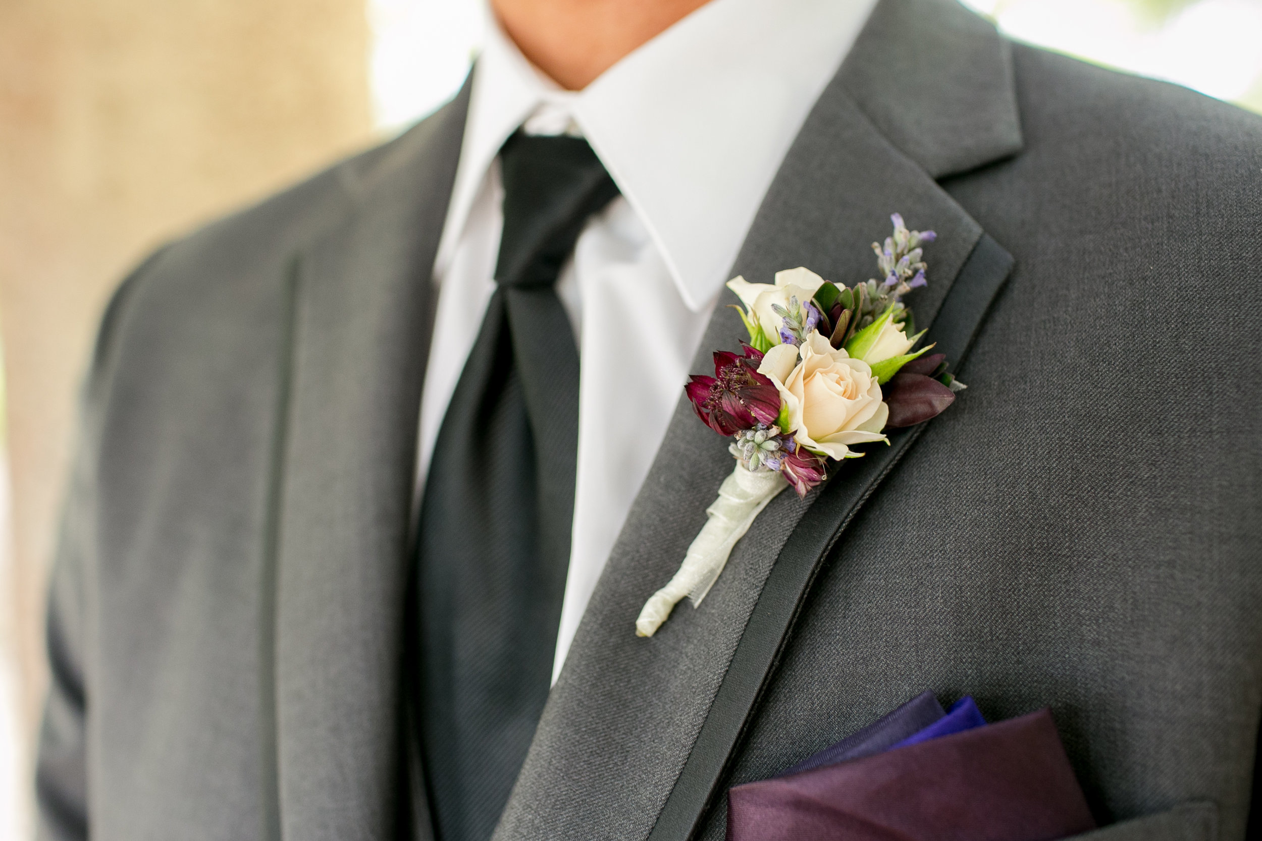 www.felicievents.com | Groom | Felici Wedding | Grey Suit | Purple boutonniere | Santa Barbara Wedding