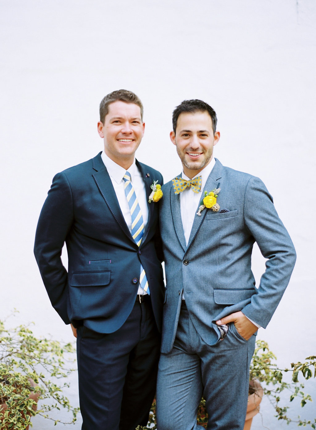 Two Grooms | Felici Events | Santa Barbara Wedding | Casa De la Guerra | Grey and Yellow 