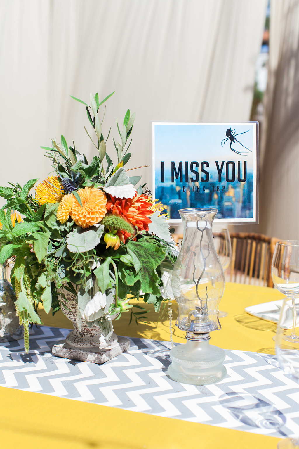 Felici Events | Santa Barbara Wedding | Casa De la Guerra | Grey and Yellow | Table Decor Ideas | Floral | Wedding Decor Trends