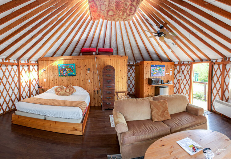 interior of Tatoosh Yurt at Soule Creek Lodge