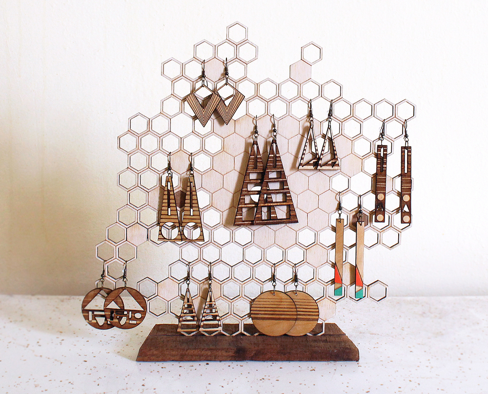 3D file bee earring holder, organizer, honeycombs, jewelry 🐝・3D