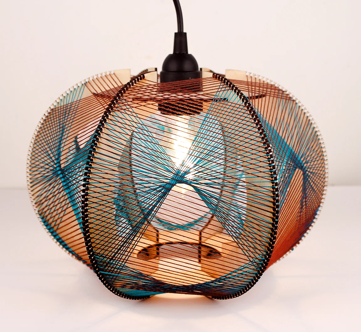 Brown & Blue Pendant Swag String Lamp