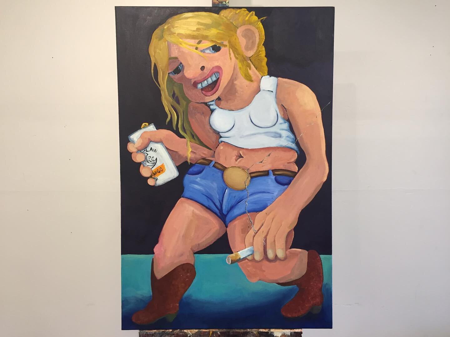 Hello 👋 
I&rsquo;ve been busy working on my tan...so enjoy this painting 

&ldquo;Daisy Dukes&rdquo;
2022
36&rsquo;x24&rsquo;
Oil on canvas

#painting #oilpainting #figurativepainting #figurativeart #cartoonart #contemporarypainting #contemporaryart