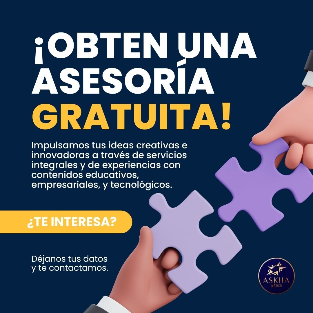 🚨&iexcl;Atenci&oacute;n emprendedores! &iquest;Tienes una idea creativa e innovadora y no sabes c&oacute;mo llevarla al siguiente nivel? &iexcl;No te preocupes!

 En Askha impulsamos tus ideas a trav&eacute;s de servicios integrales y experiencias &